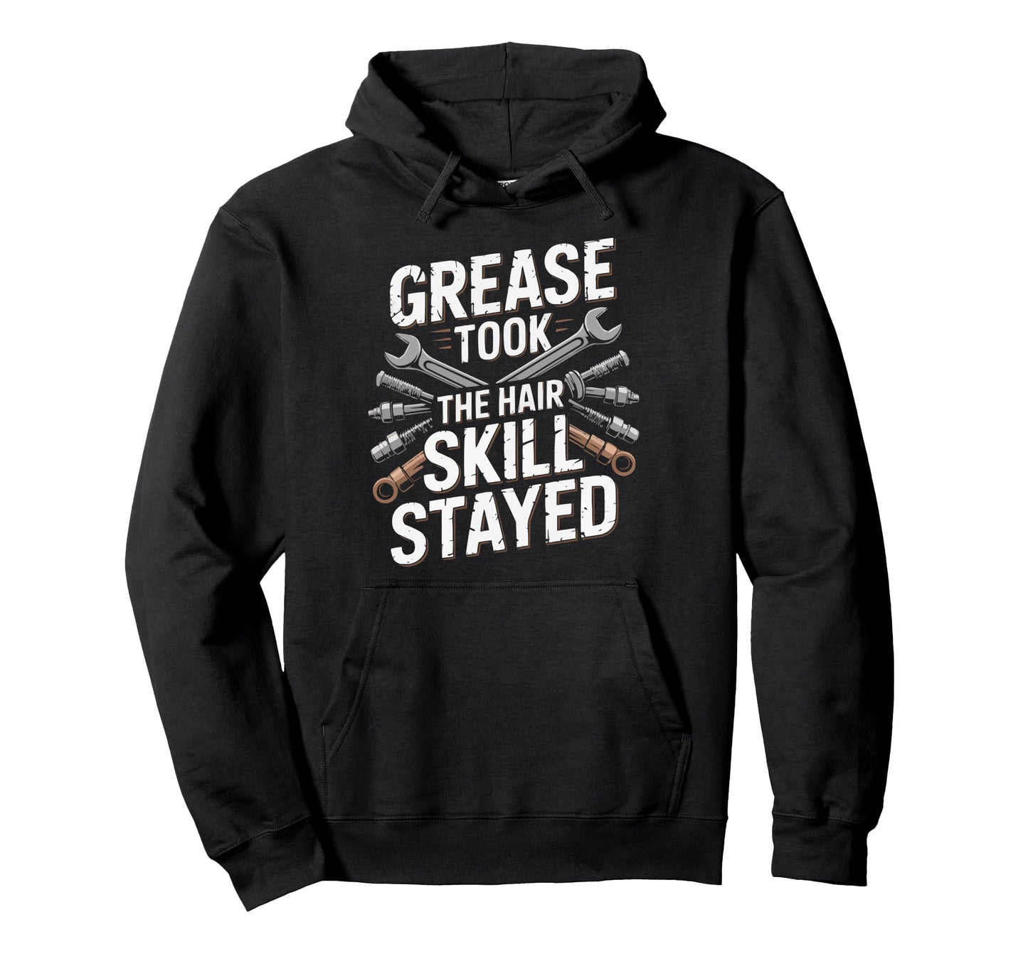 Bald Mechanic Baldy Baldness No Hair Hoodie - Trendy Graphic for Adults - T-Shirt, Sweatshirt, Hoodie