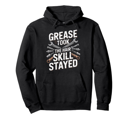 Bald Mechanic Baldy Baldness No Hair Hoodie - Trendy Graphic for Adults - T-Shirt, Sweatshirt, Hoodie