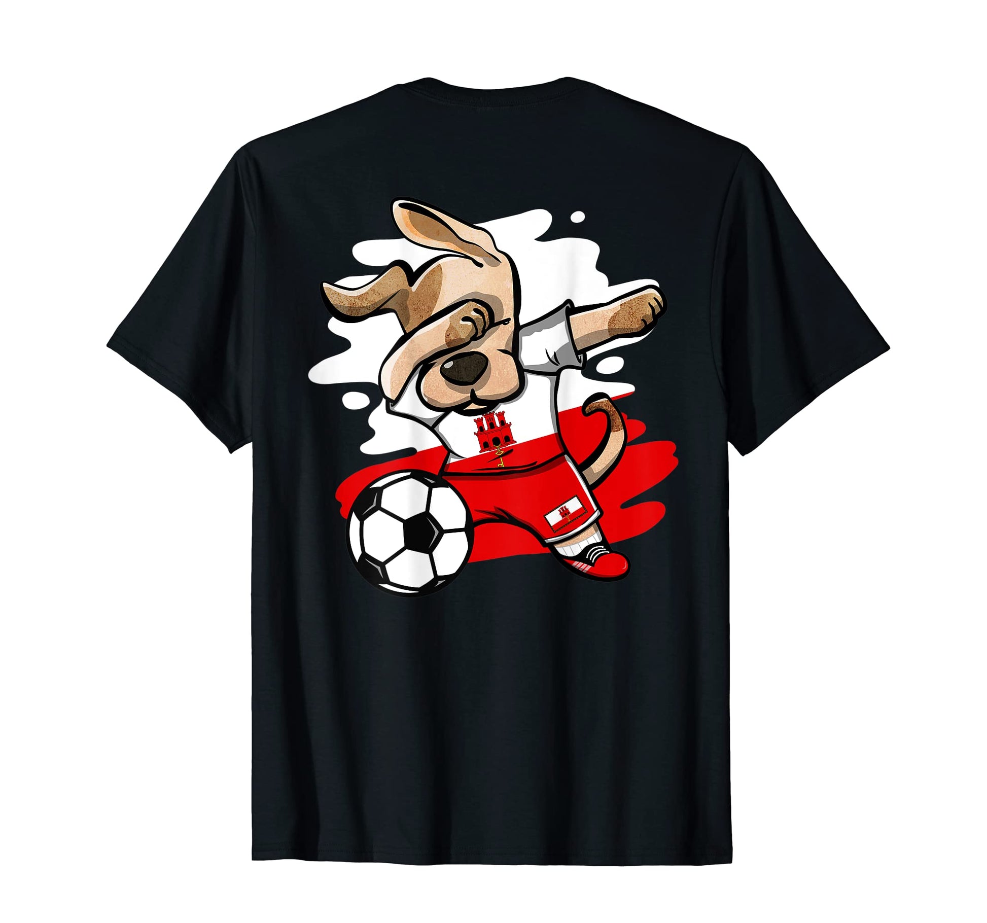 Dabbing Dog Gibraltar Soccer Fans Jersey T-Shirt - Graphic Print Men Women - T-Shirt, Sweatshirt, Hoodie