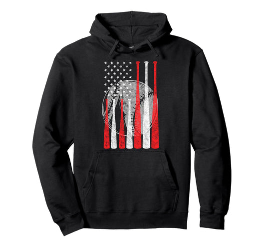Baseball Us Flag Baseball Lover Dad Hoodie - Unique Graphic for Adults - T-Shirt, Sweatshirt, Hoodie