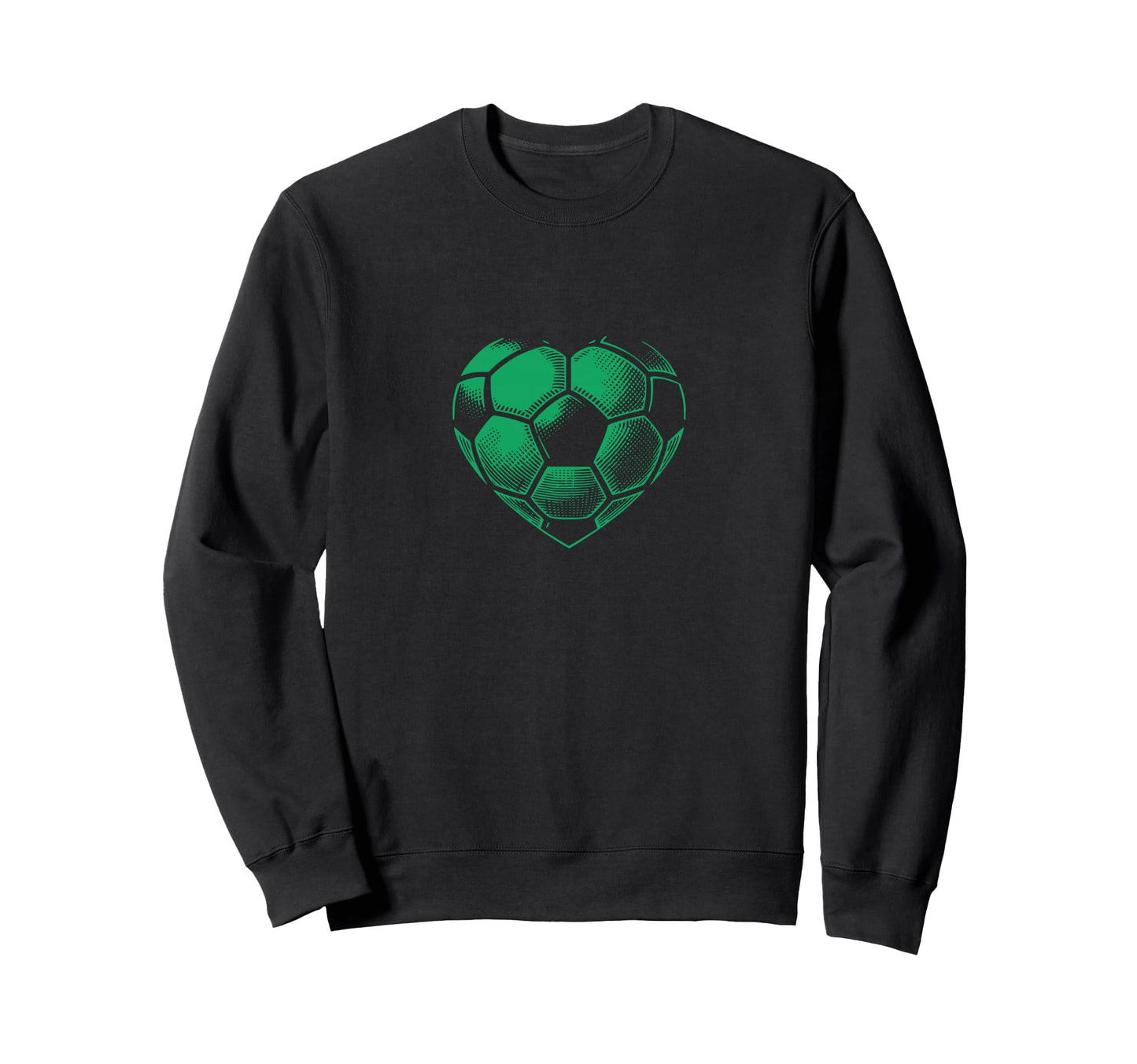 Soccer Ball Green Color Heart Mom Fan Sweatshirt - Minimalist Print Unisex - T-Shirt, Sweatshirt, Hoodie