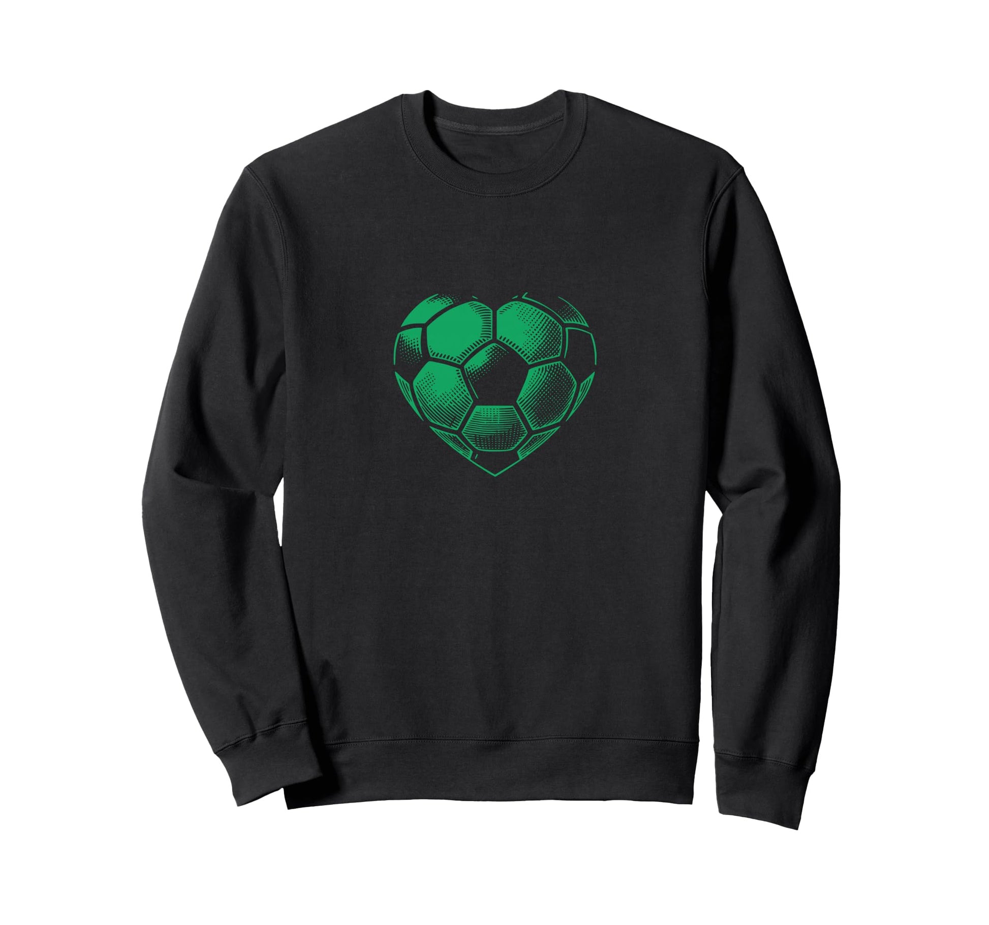 Soccer Ball Green Color Heart Mom Fan Sweatshirt - Minimalist Print Unisex - T-Shirt, Sweatshirt, Hoodie