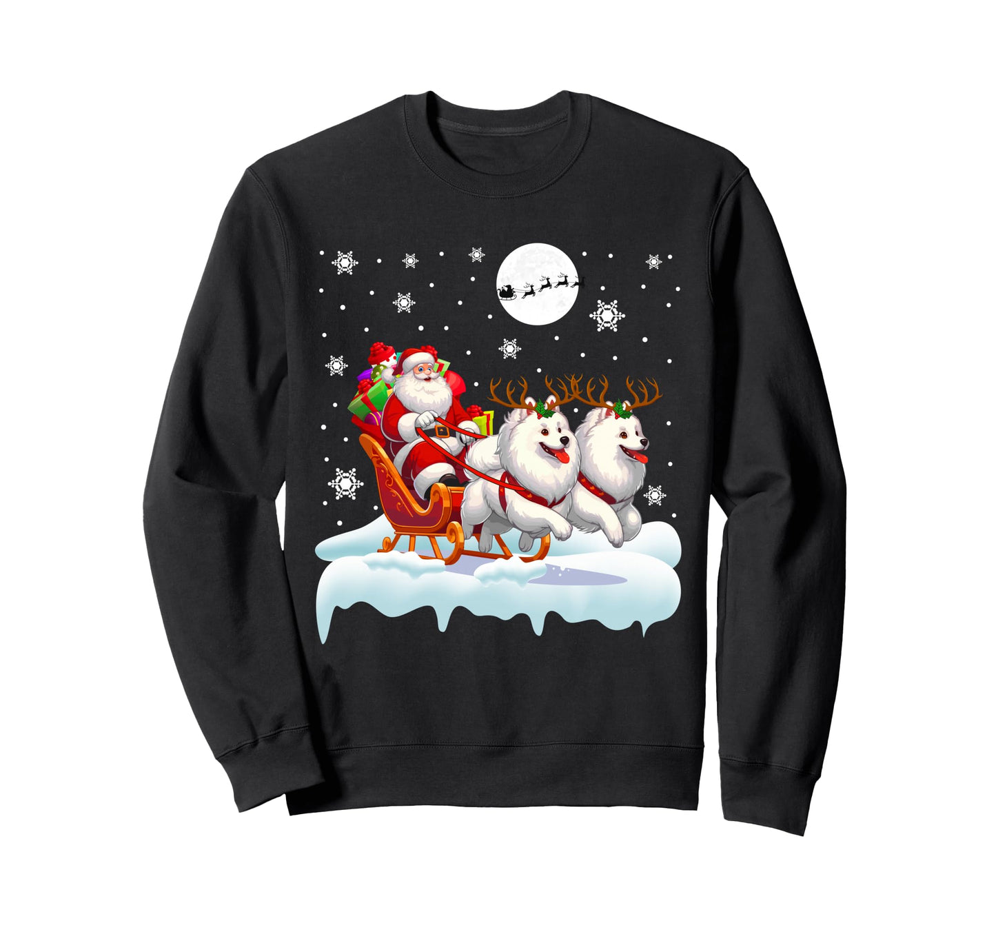 Santa Sleigh Reindeer Samoyeds Sweatshirt - Custom Art Print Unisex - T-Shirt, Sweatshirt, Hoodie