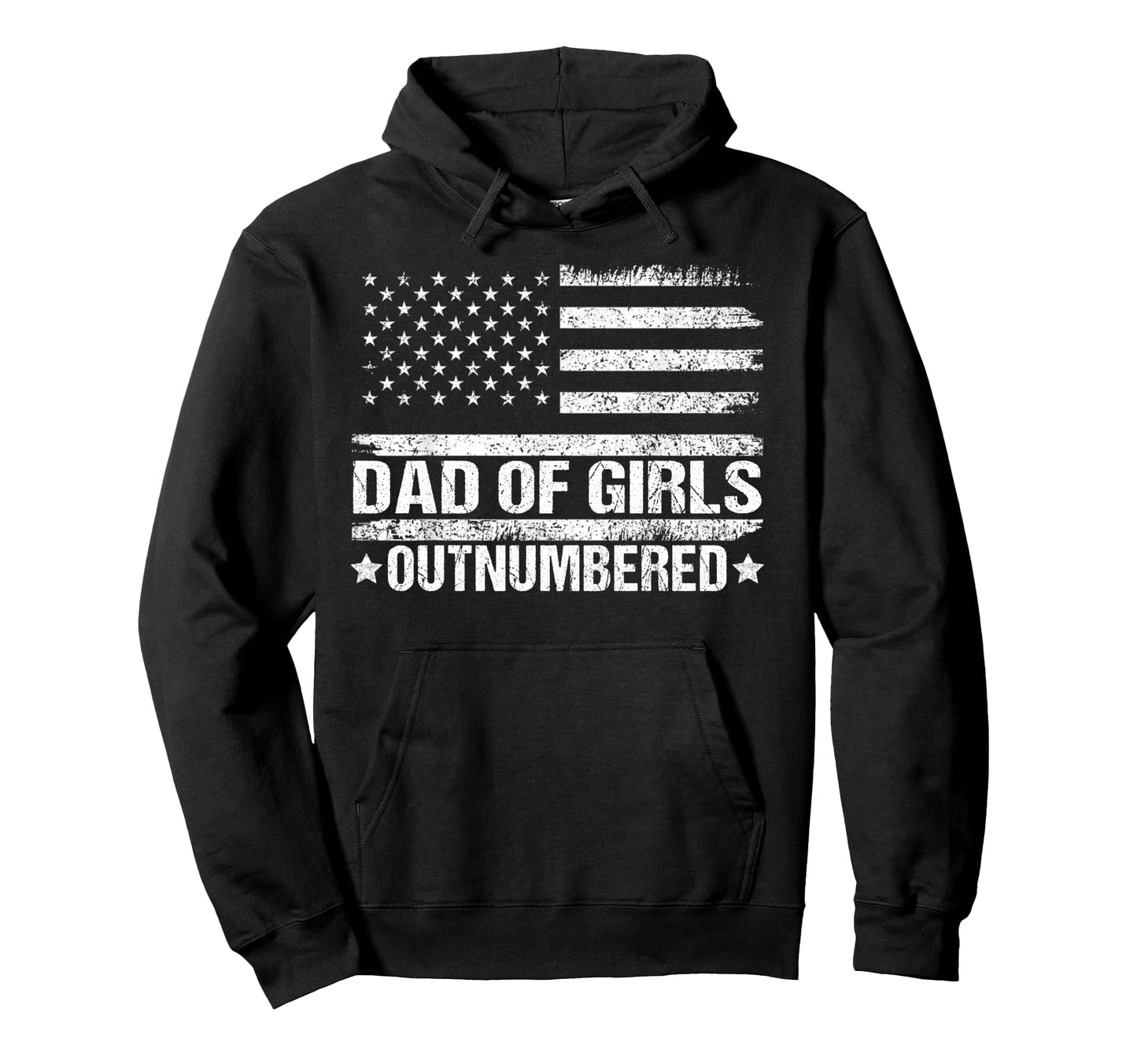 Dad 2 Outnumbered Patriotic Flag Fathers Hoodie - Graphic Print Men Women - T-Shirt, Sweatshirt, Hoodie
