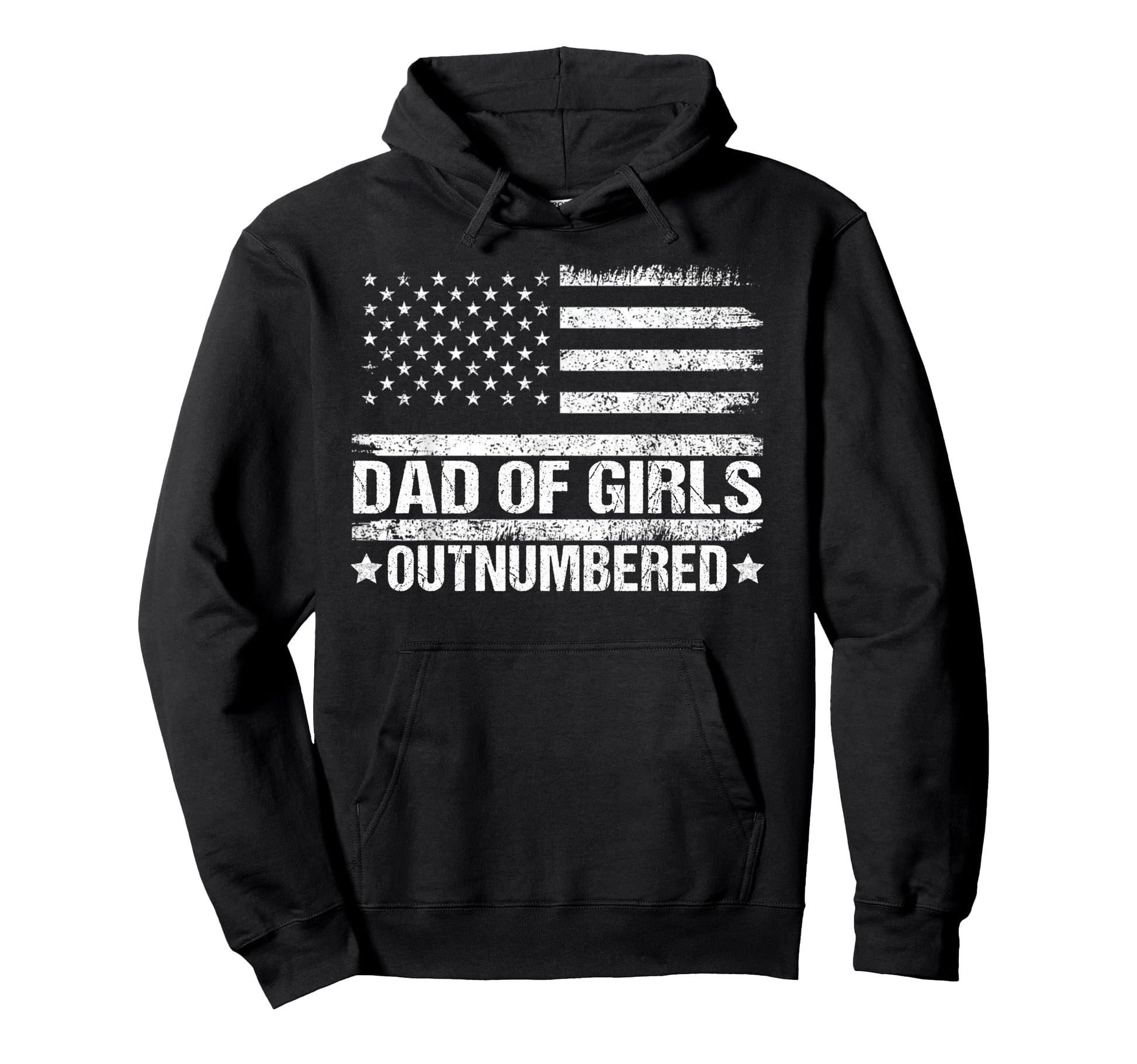 Dad 2 Outnumbered Patriotic Flag Fathers Hoodie - Graphic Print Men Women - T-Shirt, Sweatshirt, Hoodie