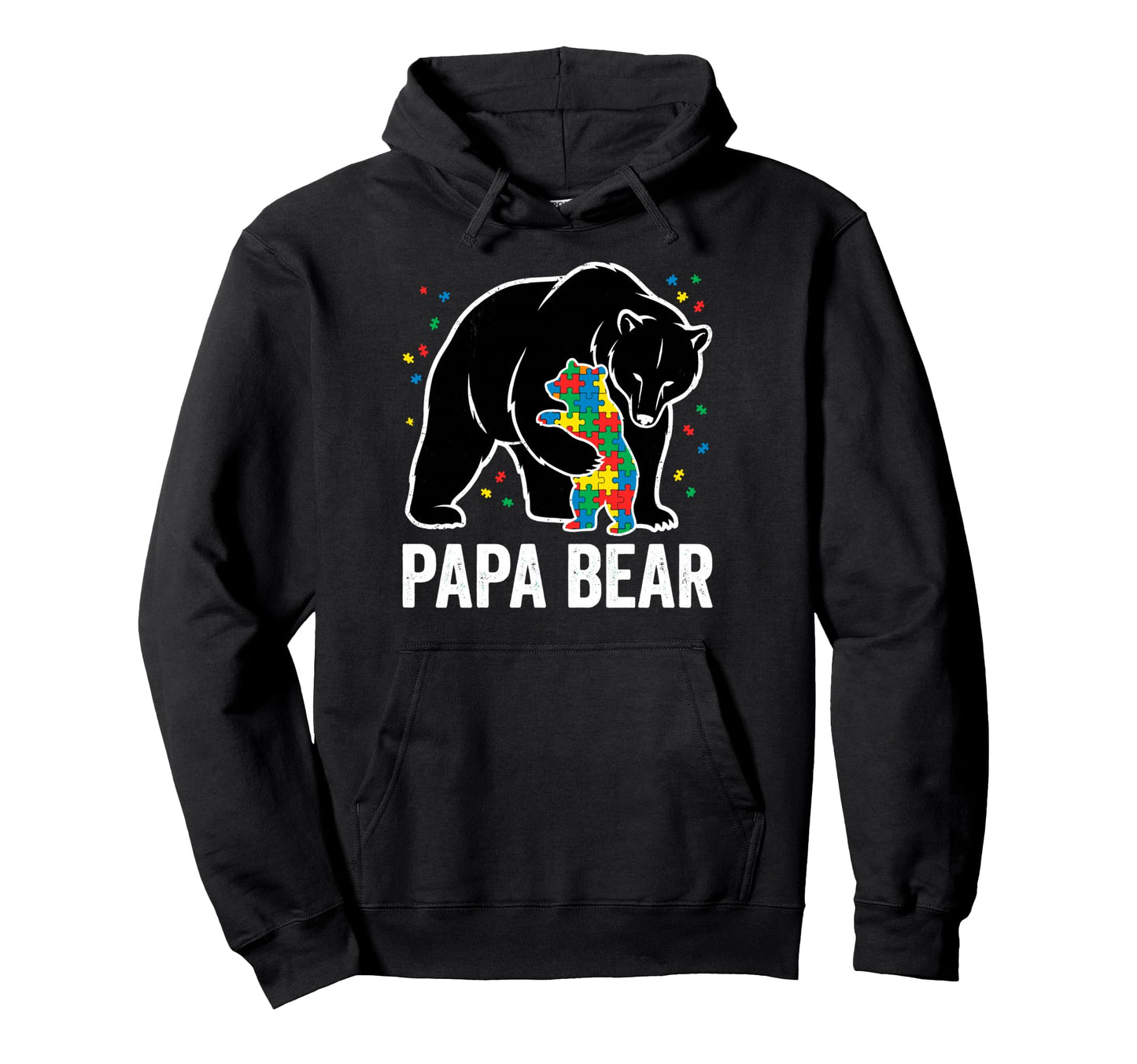 Papa Bear Autism Awareness Puzzle Hoodie - Aesthetic Graphic for Adults - T-Shirt, Sweatshirt, Hoodie