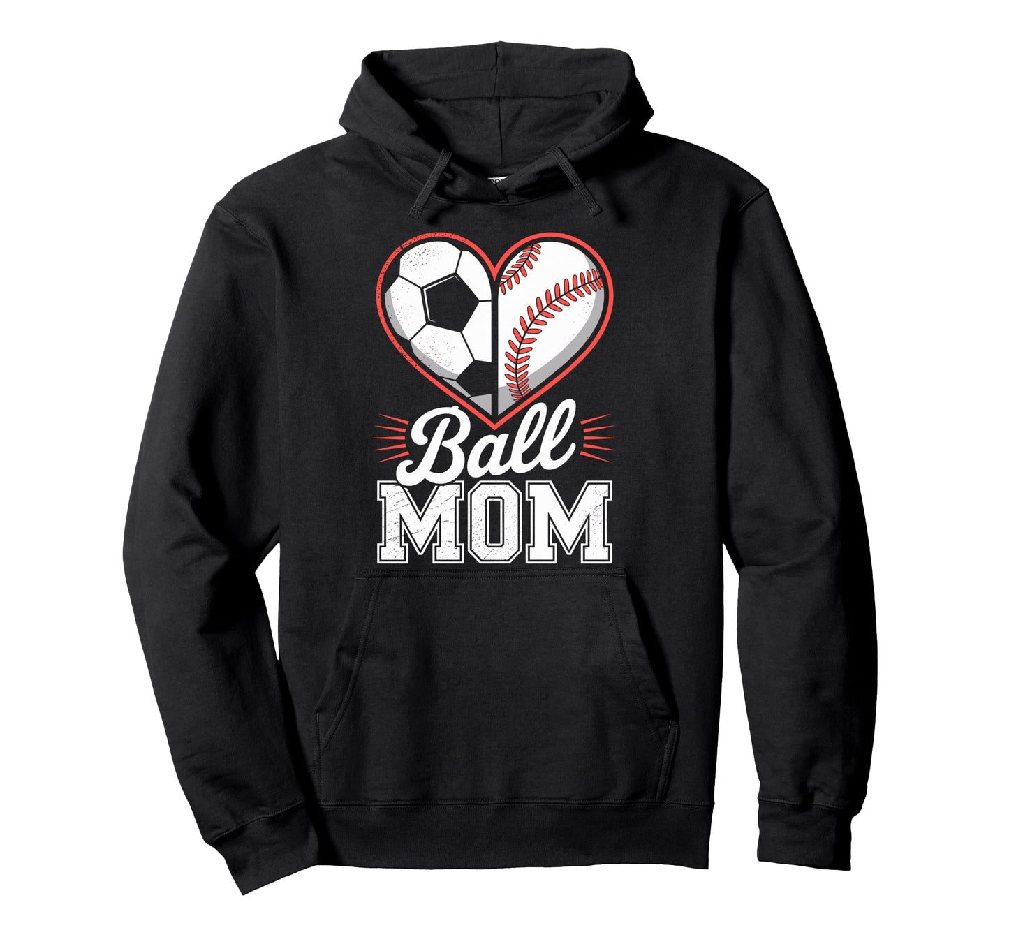 Soccer Baseball Ball Mom Soccer Player Fan Hoodie - Unique Graphic Unisex - T-Shirt, Sweatshirt, Hoodie