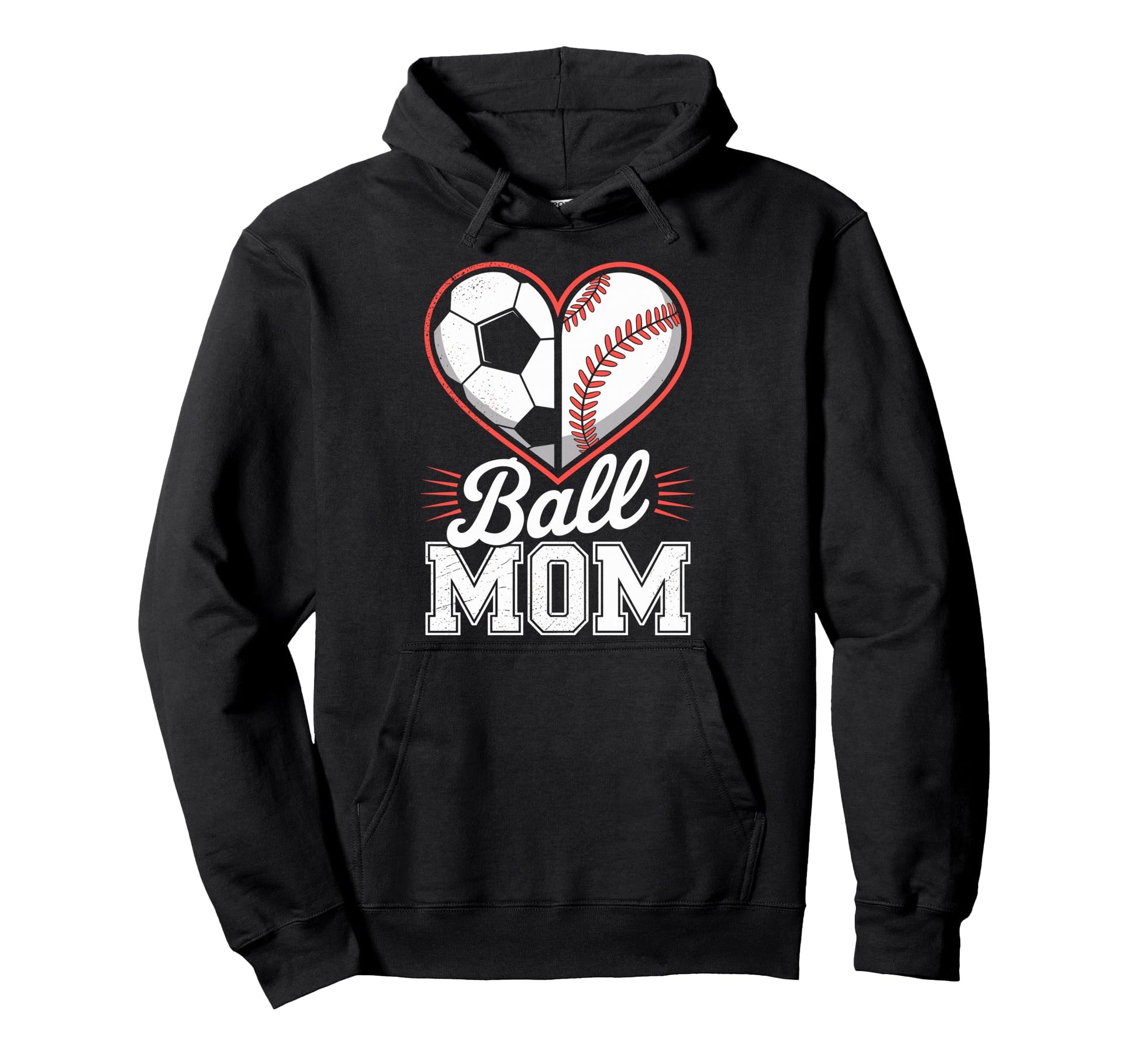 Soccer Baseball Ball Mom Soccer Player Fan Hoodie - Unique Graphic Unisex - T-Shirt, Sweatshirt, Hoodie