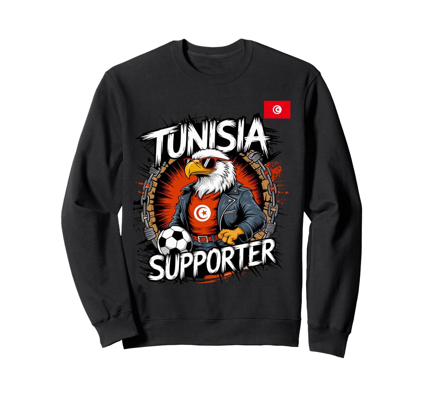 Tunisian Flag Football Fans Sweatshirt - Fun Novelty Design Unisex - T-Shirt, Sweatshirt, Hoodie