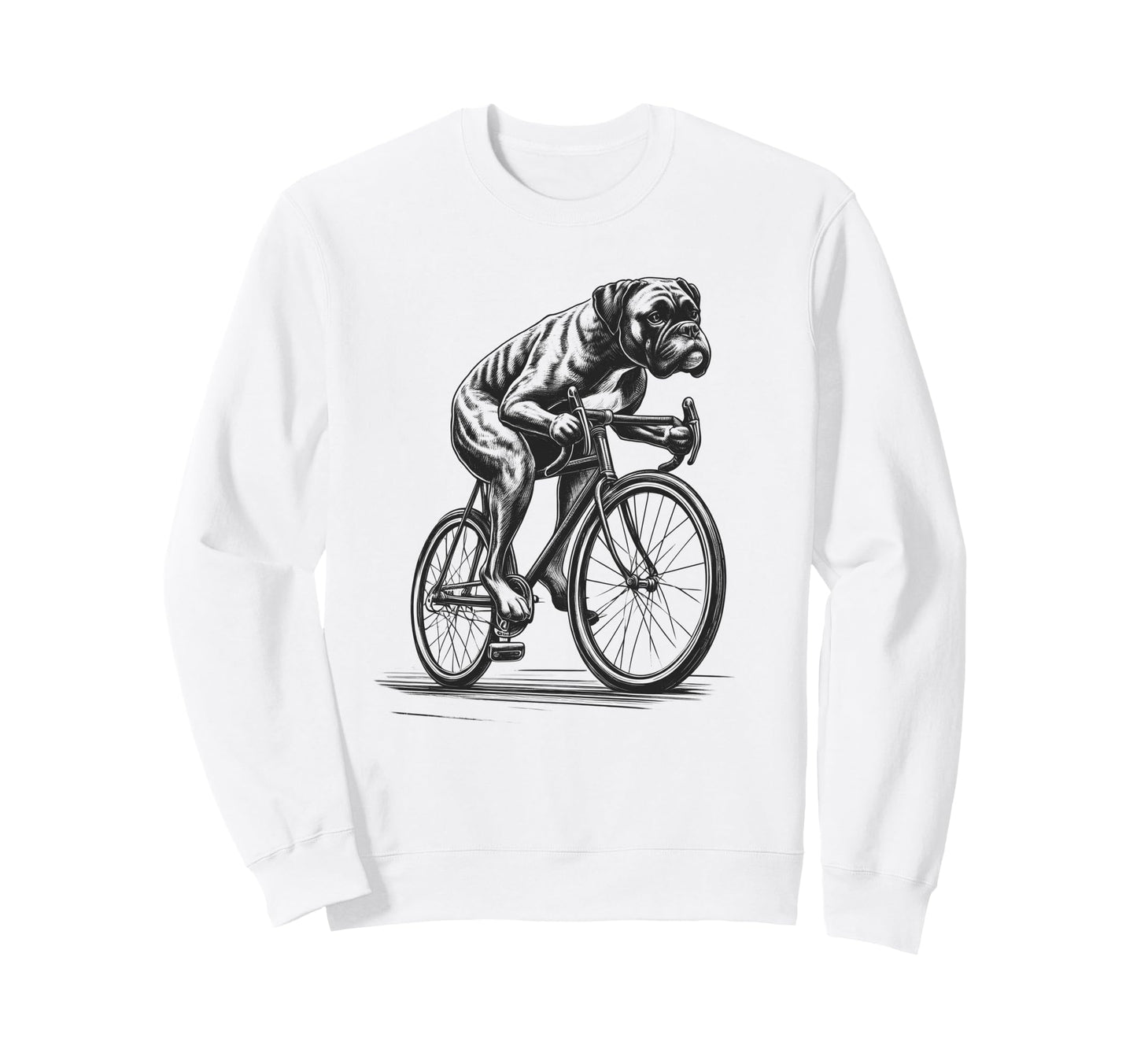 Boxer Dog Riding Bike Bicycle Biker Sweatshirt - Novelty Apparel Men Women - T-Shirt, Sweatshirt, Hoodie