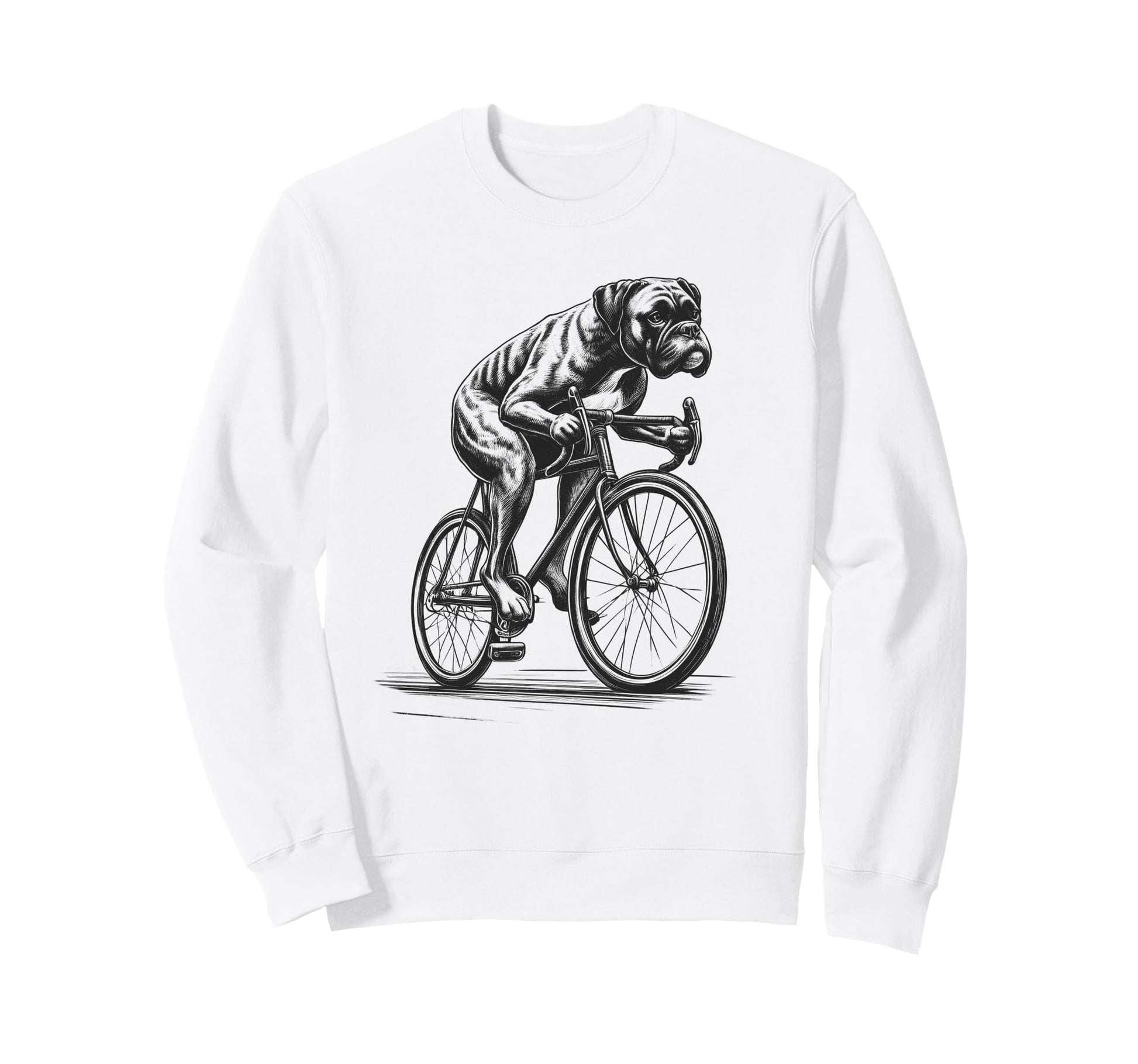 Boxer Dog Riding Bike Bicycle Biker Sweatshirt - Novelty Apparel Men Women - T-Shirt, Sweatshirt, Hoodie