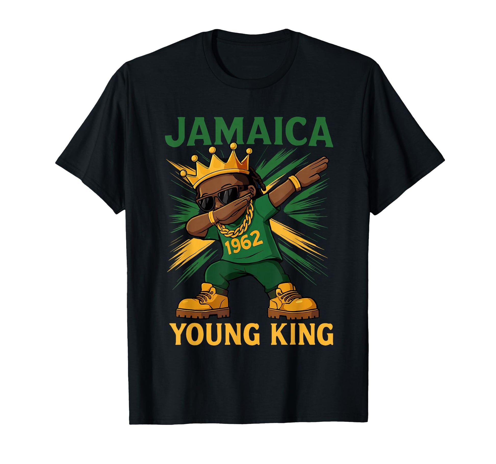 Jamaica Young King Dabbing Proud T-Shirt - Custom Art Print Men Women - T-Shirt, Sweatshirt, Hoodie