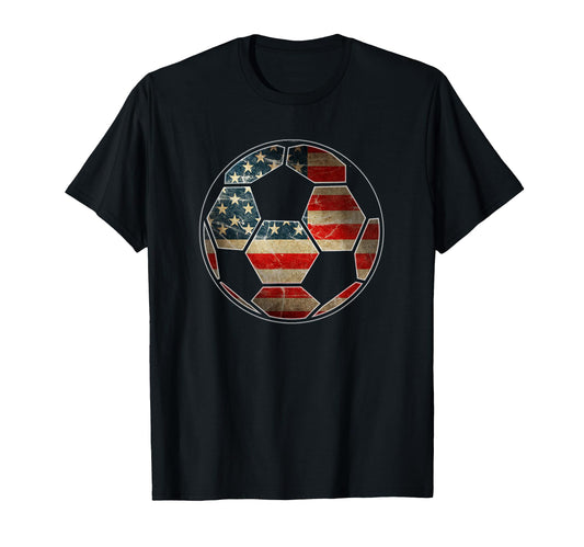 American Flag Soccer Ball Soccer T-Shirt - Casual Everyday Wear for Adults - T-Shirt, Sweatshirt, Hoodie