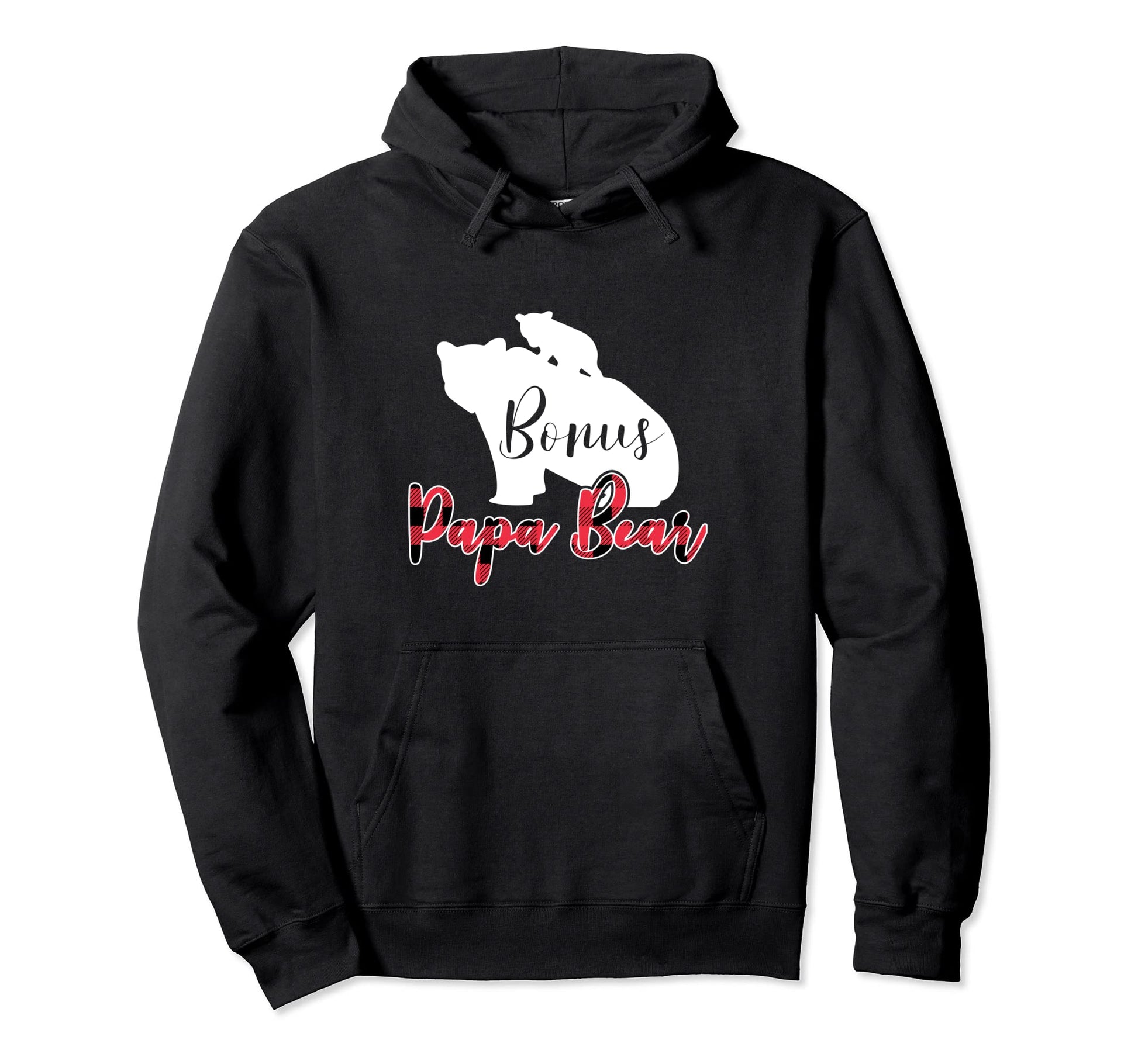 Bonus Papa Bear Buffalo Plaid Stepdad Hoodie - Unique Graphic Unisex - T-Shirt, Sweatshirt, Hoodie