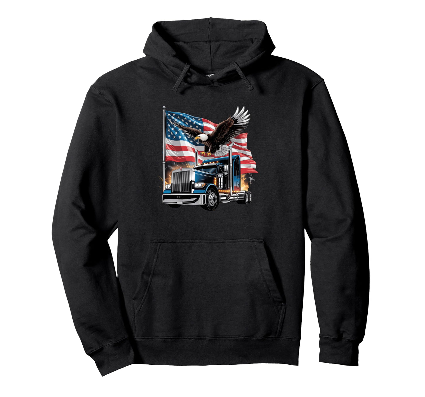 American Flag Trucker Dad Big Rig Hoodie - Streetwear Style Men Women - T-Shirt, Sweatshirt, Hoodie