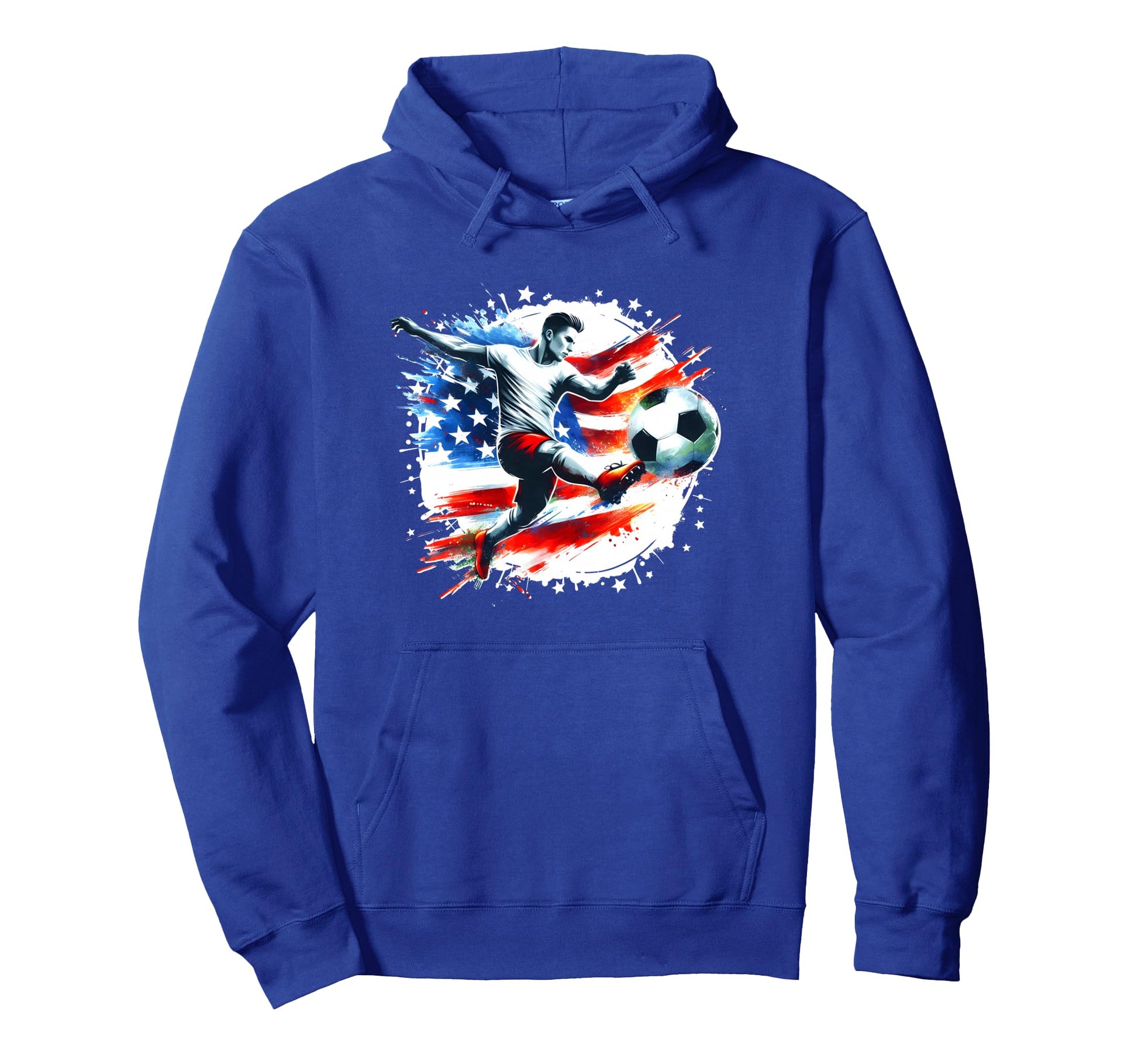 American Flag Soccer Player Teen Hoodie - Aesthetic Graphic Men Women - T-Shirt, Sweatshirt, Hoodie