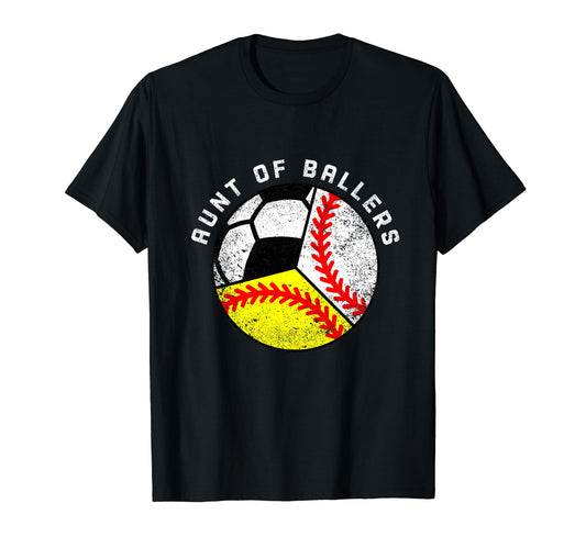 Aunt Ballers Funny Baseball Softball T-Shirt - Custom Art Print for Adults - T-Shirt, Sweatshirt, Hoodie