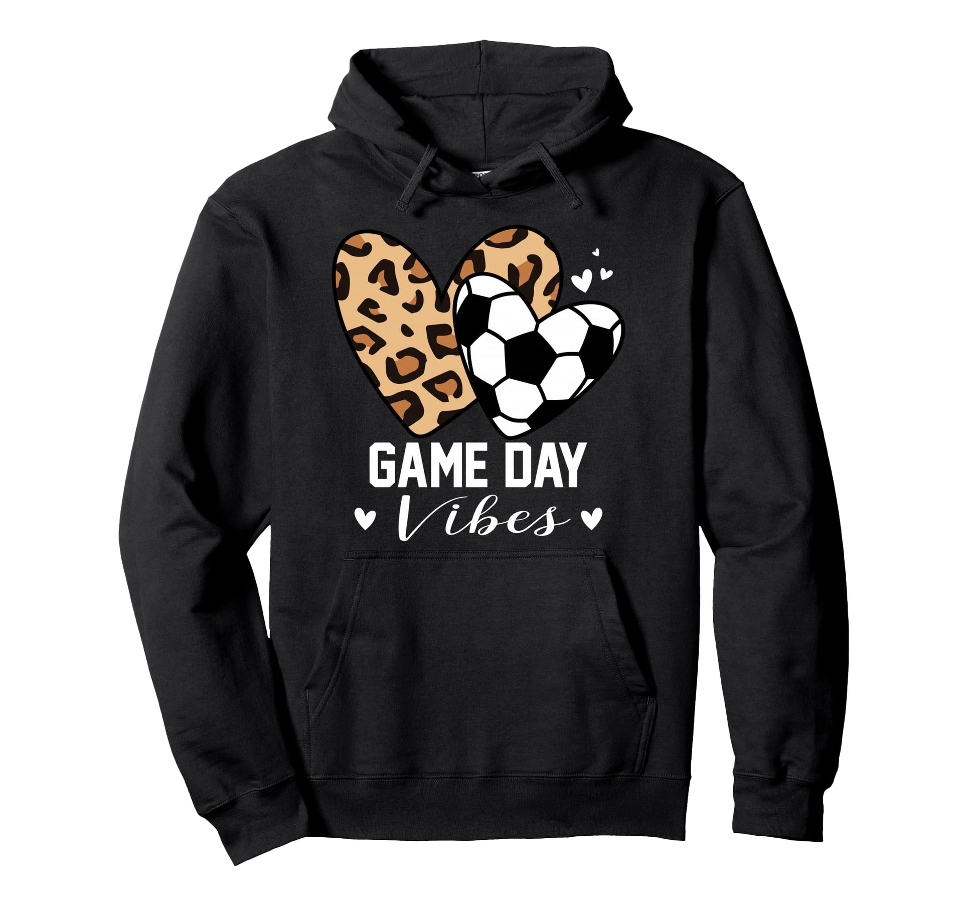 Game Day Vibes Funny Soccer Mom Leopard Hoodie - Unique Graphic Unisex - T-Shirt, Sweatshirt, Hoodie