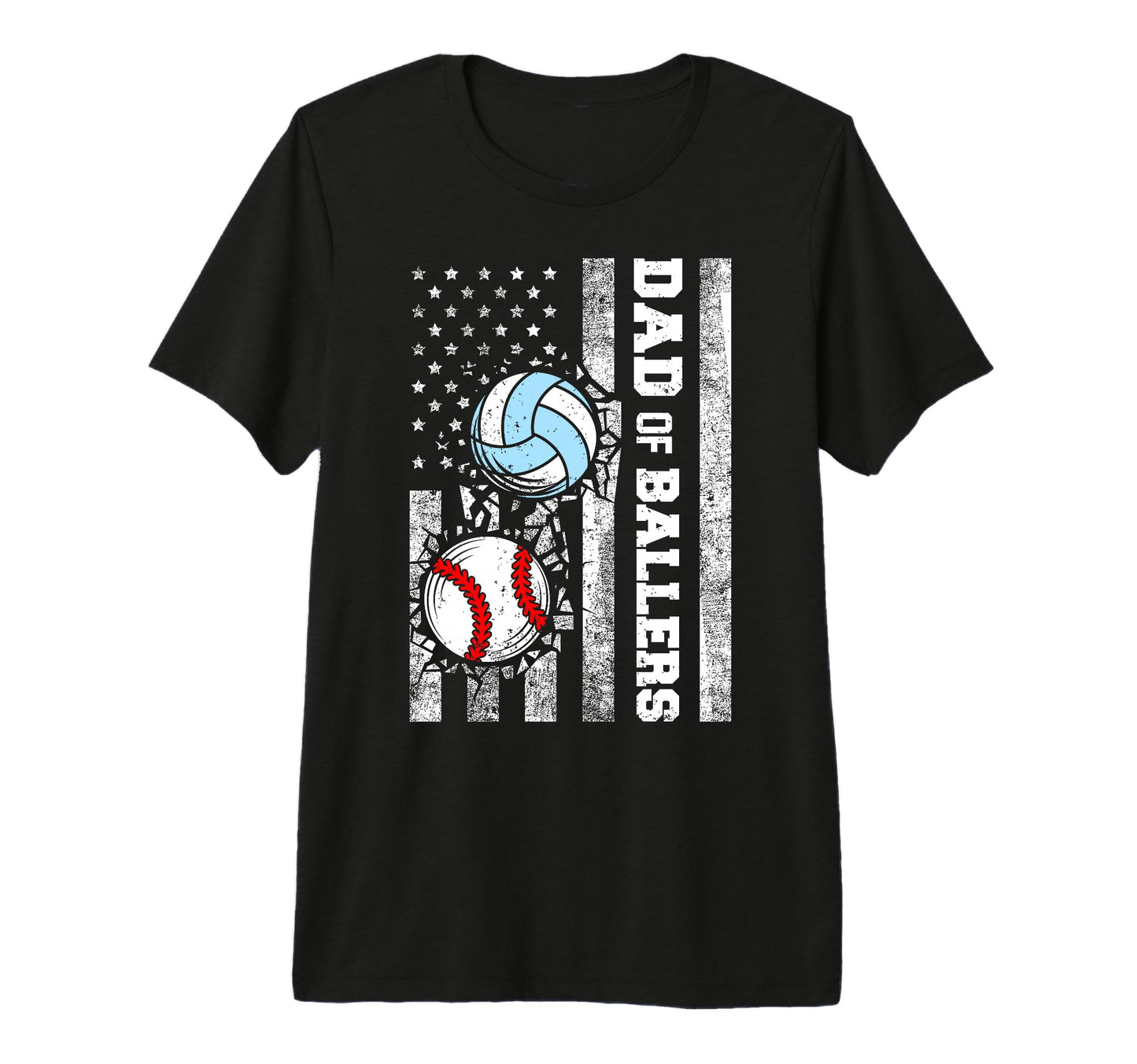 Mens Dad Ballers Funny Usa Flag Baseball T-Shirt - Trendy Graphic Unisex - T-Shirt, Sweatshirt, Hoodie