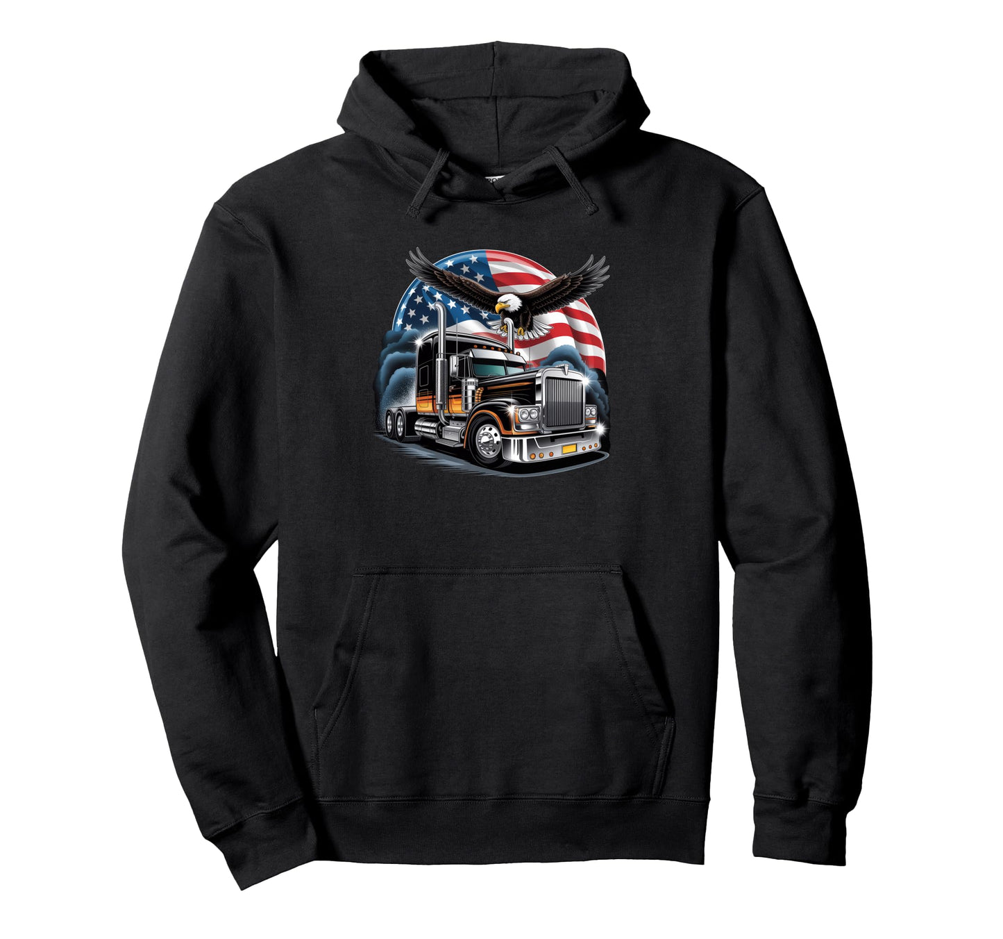 American Flag Trucker Dad Big Rig Hoodie - Streetwear Style for Adults - T-Shirt, Sweatshirt, Hoodie