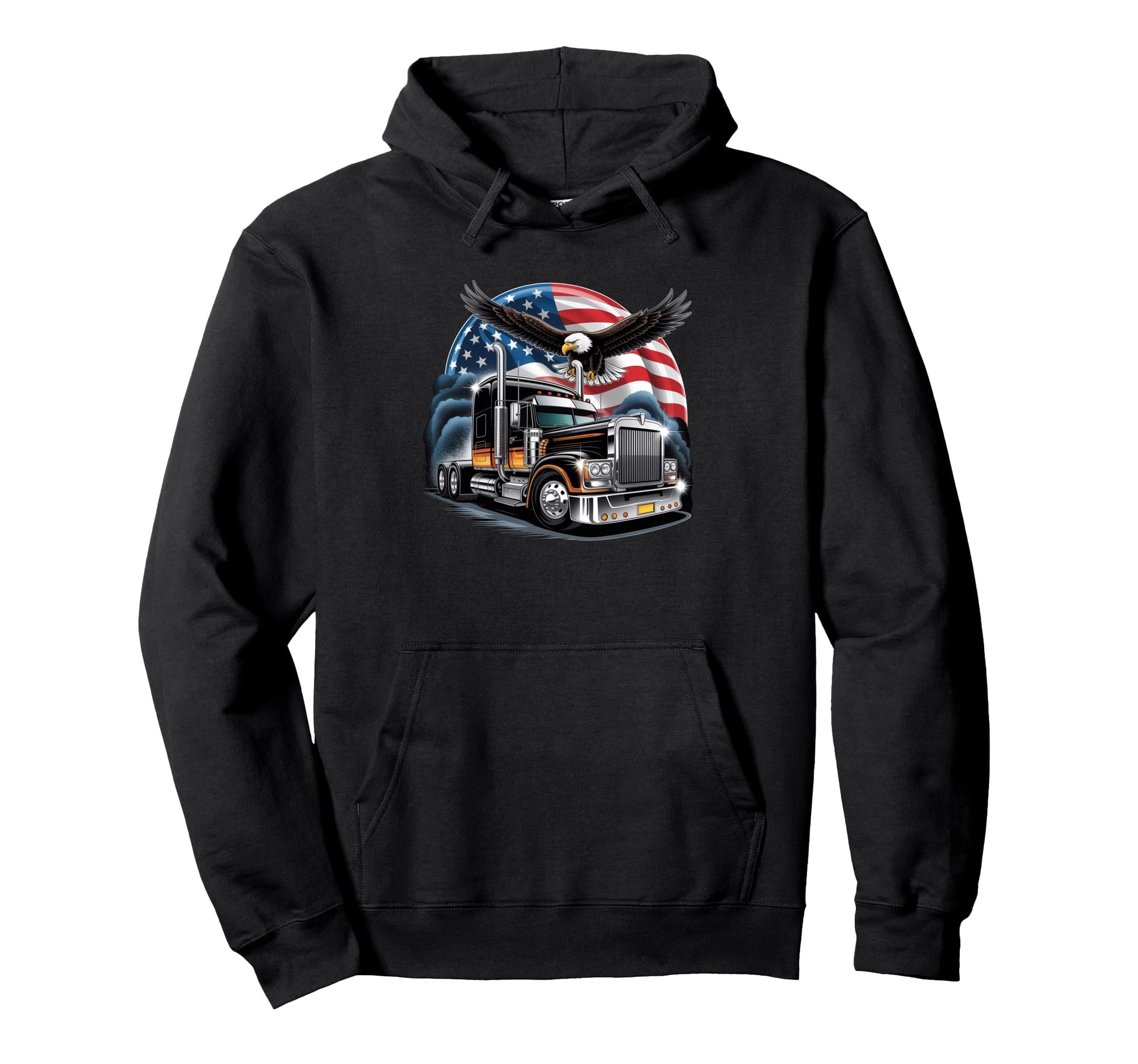American Flag Trucker Dad Big Rig Hoodie - Streetwear Style for Adults - T-Shirt, Sweatshirt, Hoodie