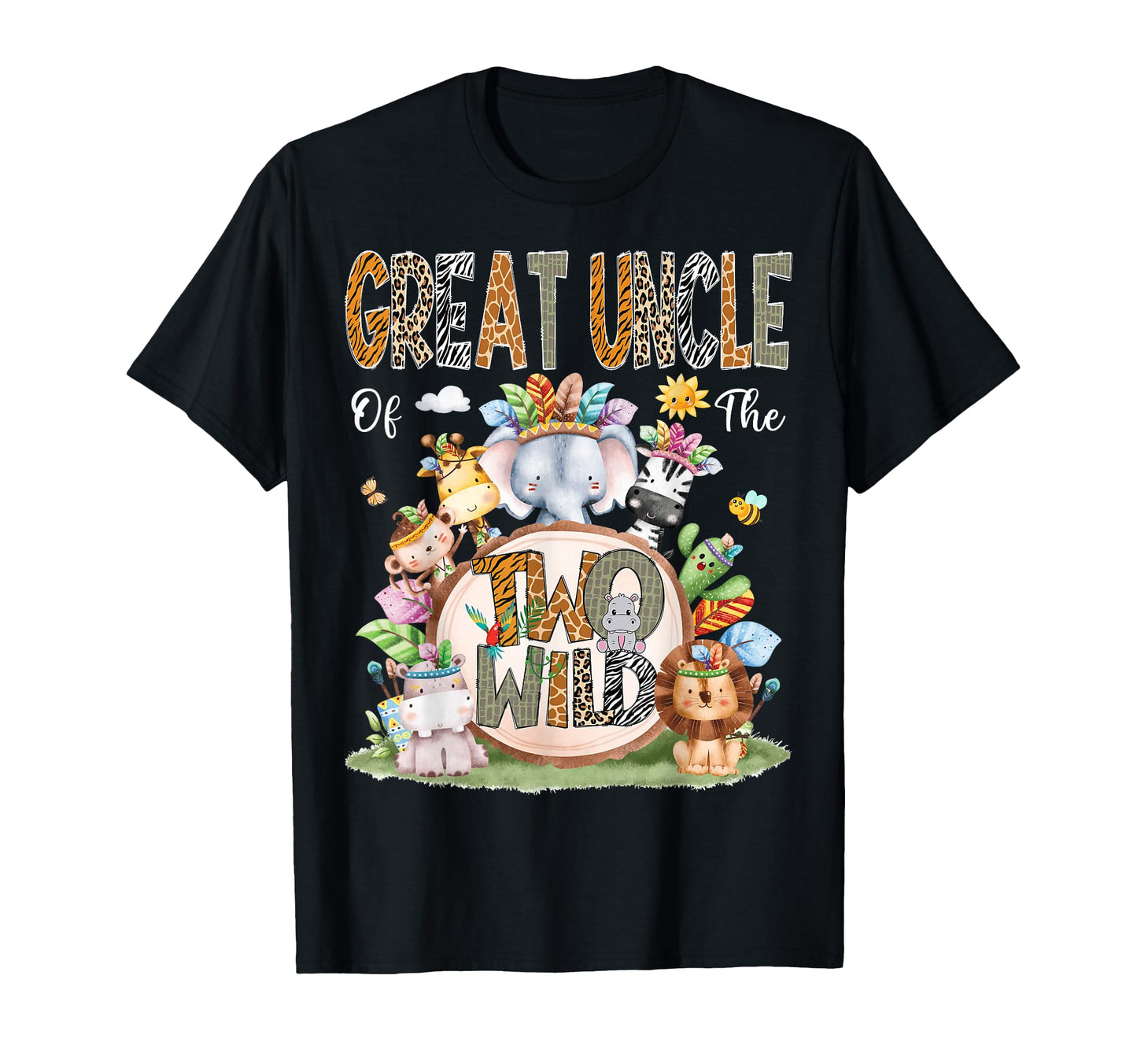 Great Uncle Two Wild 2Nd Birthday Safari T-Shirt - Trendy Graphic Unisex - T-Shirt, Sweatshirt, Hoodie