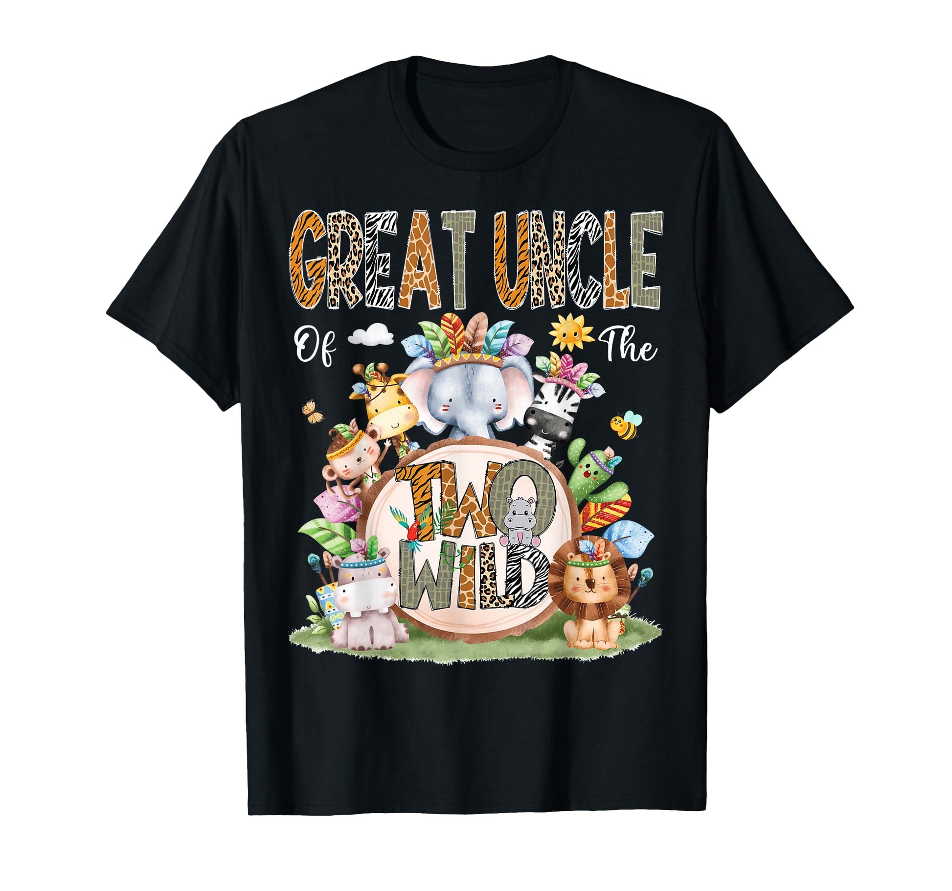 Great Uncle Two Wild 2Nd Birthday Safari T-Shirt - Trendy Graphic Unisex - T-Shirt, Sweatshirt, Hoodie
