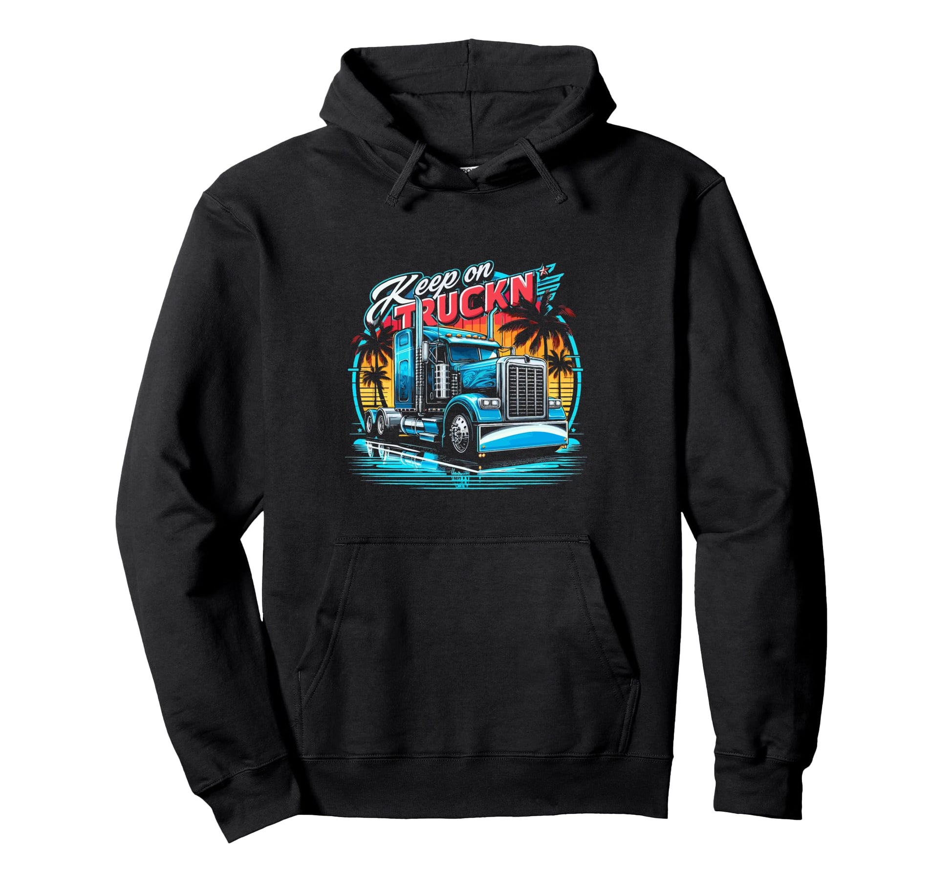 Keep Truckn Funny Trucker Truck Driver Hoodie - Aesthetic Graphic Unisex - T-Shirt, Sweatshirt, Hoodie
