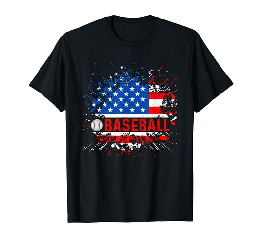 Baseball American Flag Baseball T-Shirt - Custom Art Print for Adults - T-Shirt, Sweatshirt, Hoodie