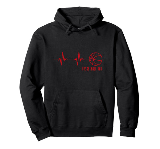 Basketball Dad Heartbeat Hoodie - Minimalist Print Men Women - T-Shirt, Sweatshirt, Hoodie