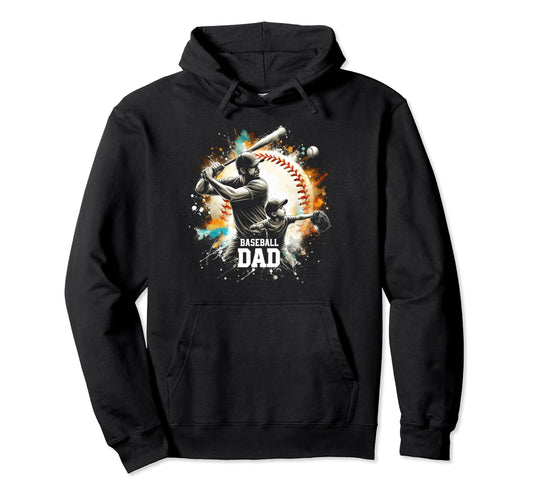 Baseball Dad Fathers Day Hoodie - Unique Graphic for Adults - T-Shirt, Sweatshirt, Hoodie