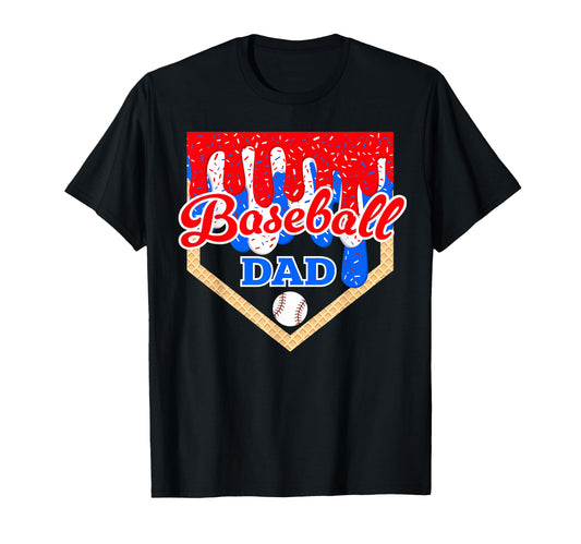 Baseball Dad Ice Cream Drip Home Plate T-Shirt - Novelty Apparel Unisex - T-Shirt, Sweatshirt, Hoodie