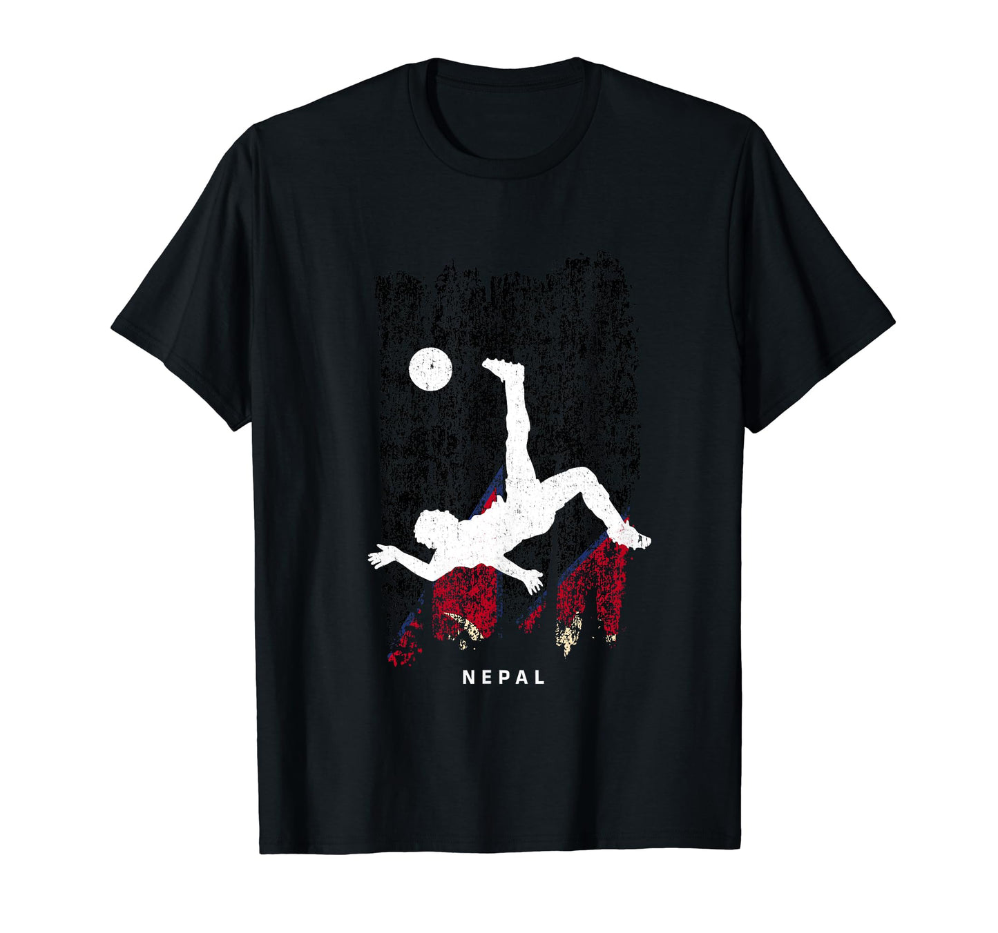 Nepal Flag Soccer Player Silhouette T-Shirt - Unique Graphic Men Women - T-Shirt, Sweatshirt, Hoodie