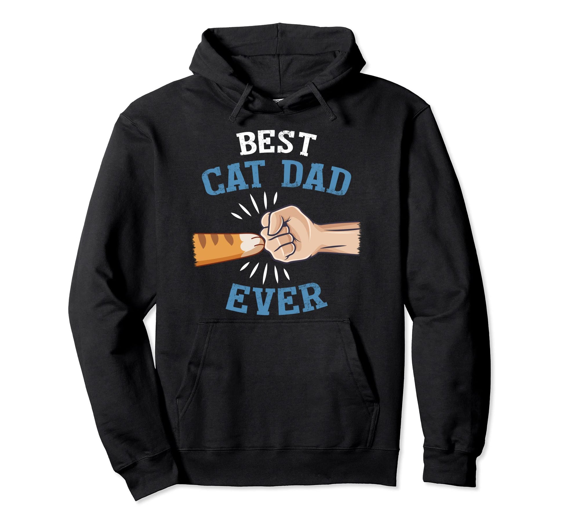 Mens Best Cat Dad Ever Paw Fist Bump Hoodie - Trendy Graphic Men Women - T-Shirt, Sweatshirt, Hoodie