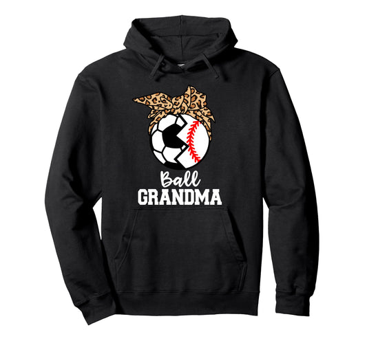Ball Grandma Soccer Baseball Leopard Hoodie - Trendy Graphic Men Women - T-Shirt, Sweatshirt, Hoodie