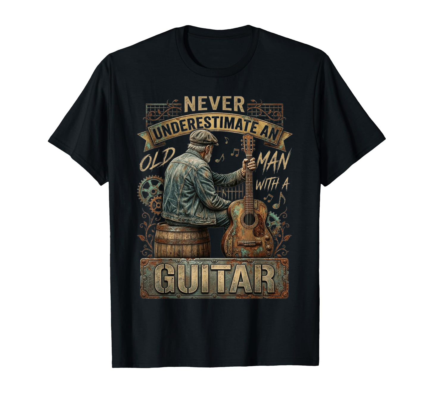 Never Underestimate Old Guitar Player T-Shirt - Unique Graphic for Adults - T-Shirt, Sweatshirt, Hoodie