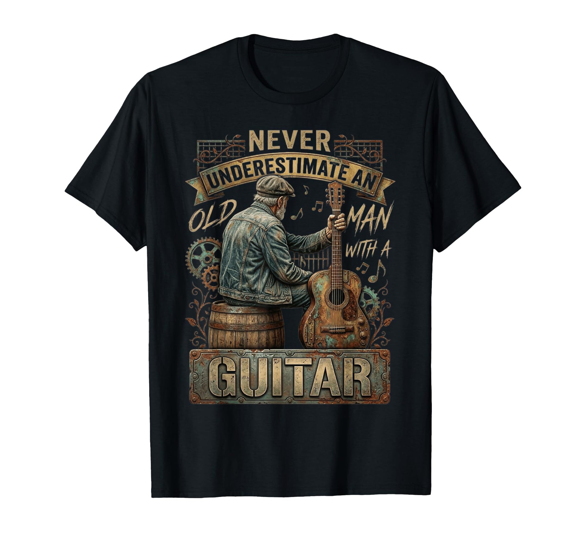 Never Underestimate Old Guitar Player T-Shirt - Unique Graphic for Adults - T-Shirt, Sweatshirt, Hoodie