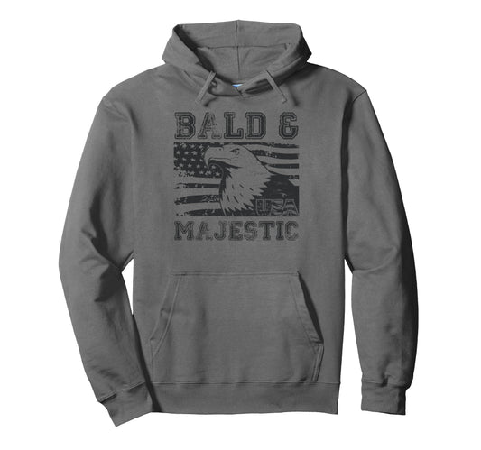 Bald Majestic Usa Bald Guy Dad Hoodie - Casual Everyday Wear Men Women - T-Shirt, Sweatshirt, Hoodie