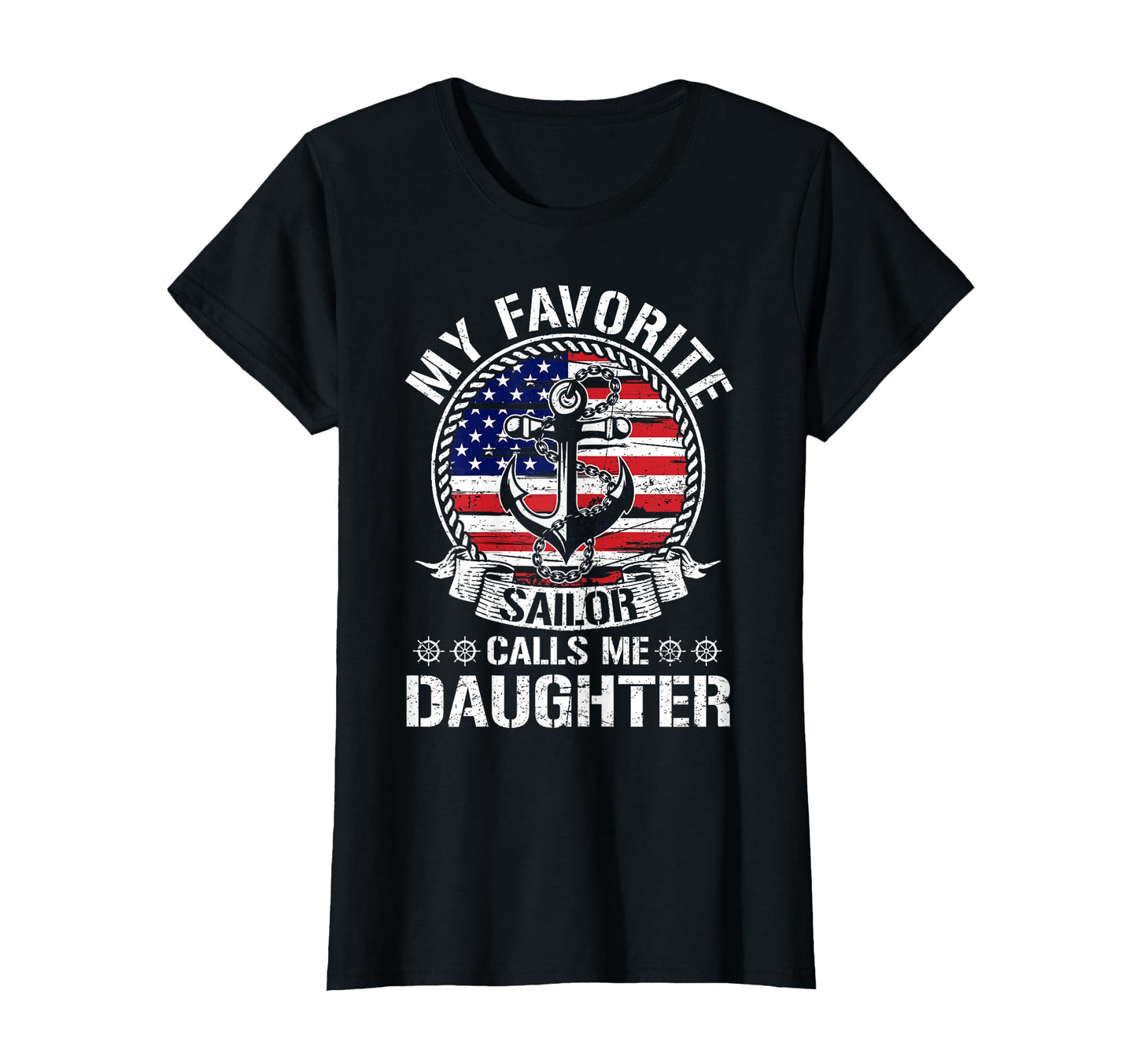 Proud Sailor Daughter Anchor Flag Usa T-Shirt - Fun Novelty Design Unisex - T-Shirt, Sweatshirt, Hoodie