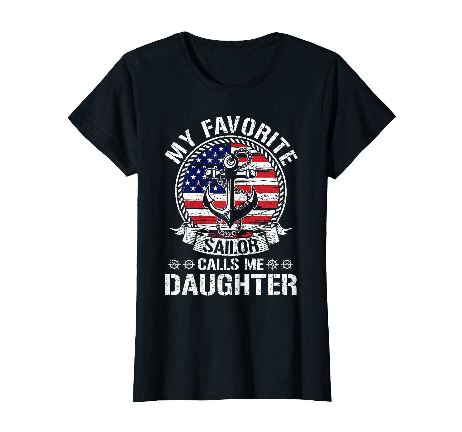 Proud Sailor Daughter Anchor Flag Usa T-Shirt - Fun Novelty Design Unisex - T-Shirt, Sweatshirt, Hoodie
