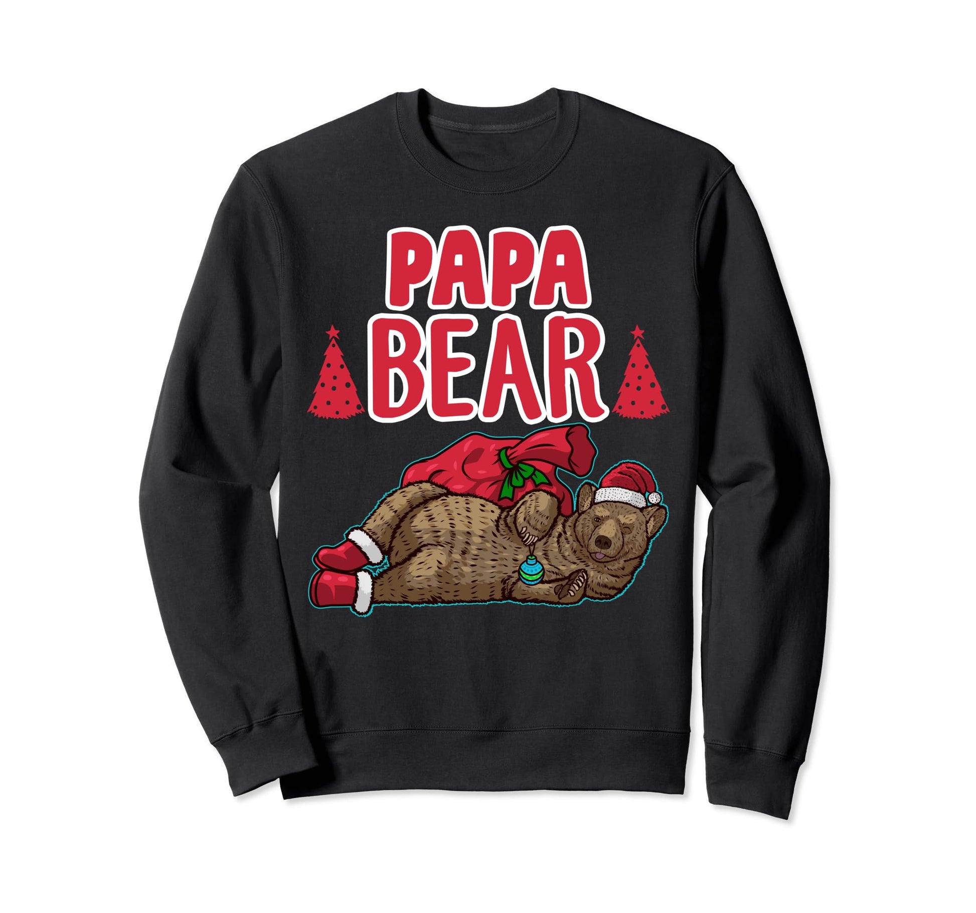 Papa Bear Matching Family Santa Hat Sweatshirt - Novelty Apparel Unisex - T-Shirt, Sweatshirt, Hoodie