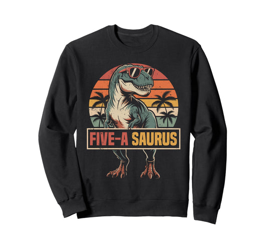 5Th Birthday 5 Yrs Old T Rex Sweatshirt - Aesthetic Graphic for Adults - T-Shirt, Sweatshirt, Hoodie