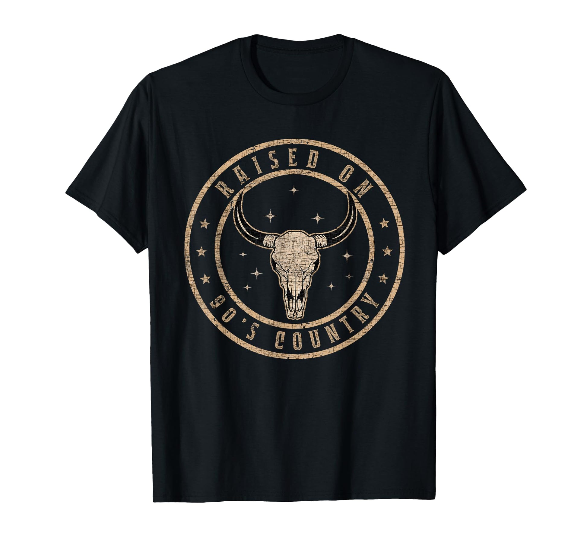 Raised 90S Country Bull Skull Western T-Shirt - Streetwear Style Men Women - T-Shirt, Sweatshirt, Hoodie