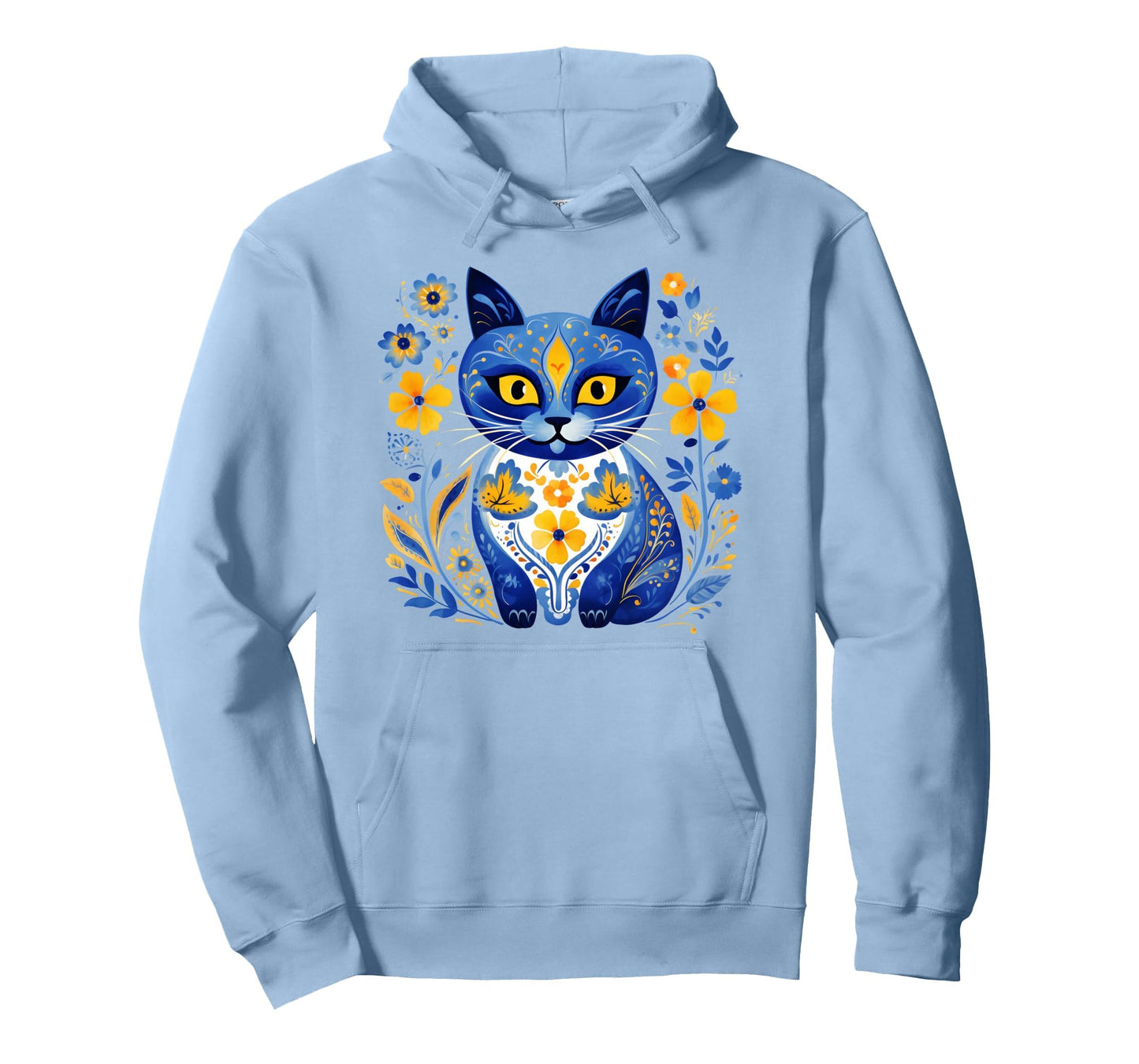 Ukraine Cat Floral Ukrainian Flag Hoodie - Casual Everyday Wear for Adults - T-Shirt, Sweatshirt, Hoodie