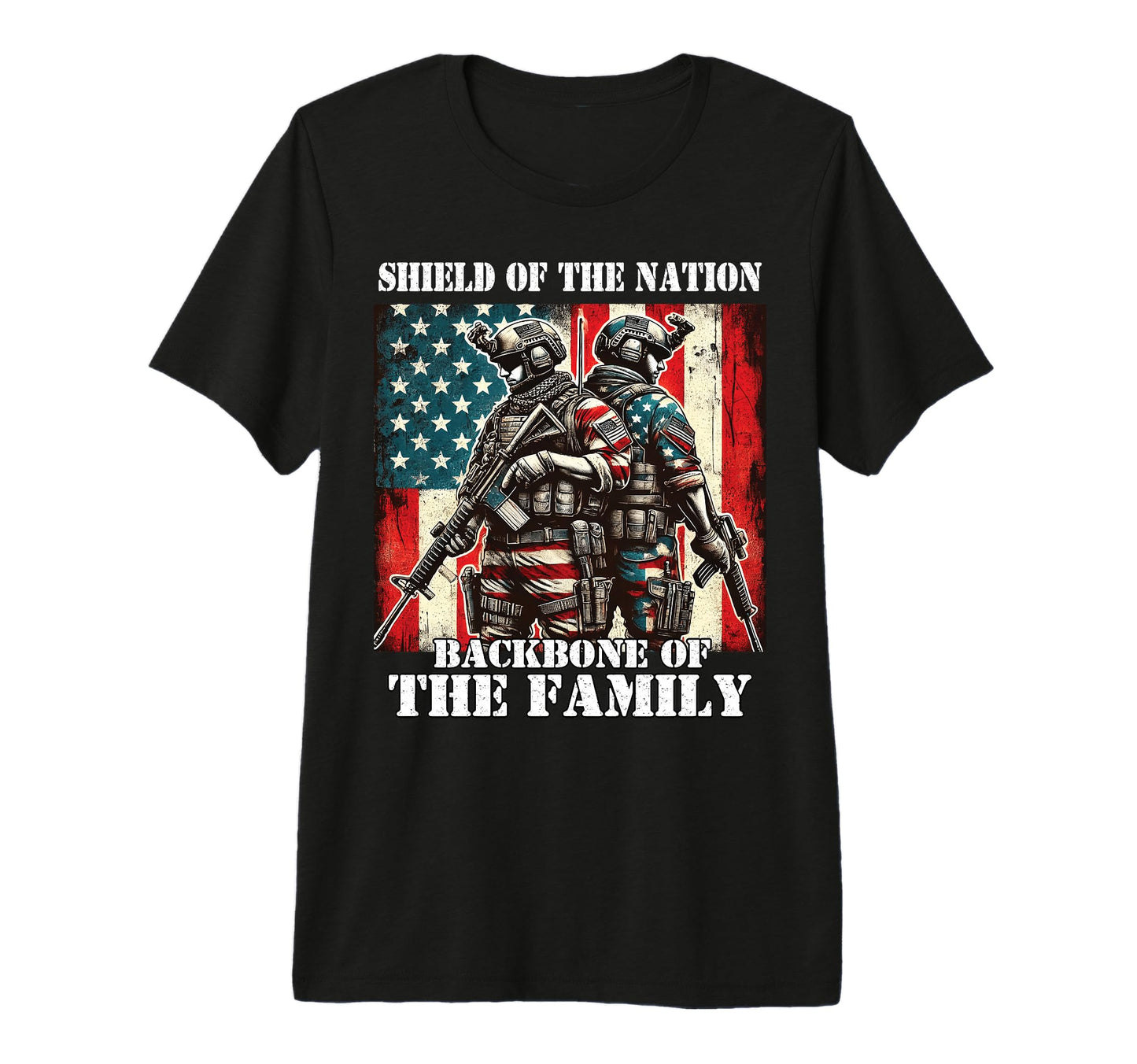 Shield Nation Backbone Family Military T-Shirt - Graphic Print Unisex - T-Shirt, Sweatshirt, Hoodie