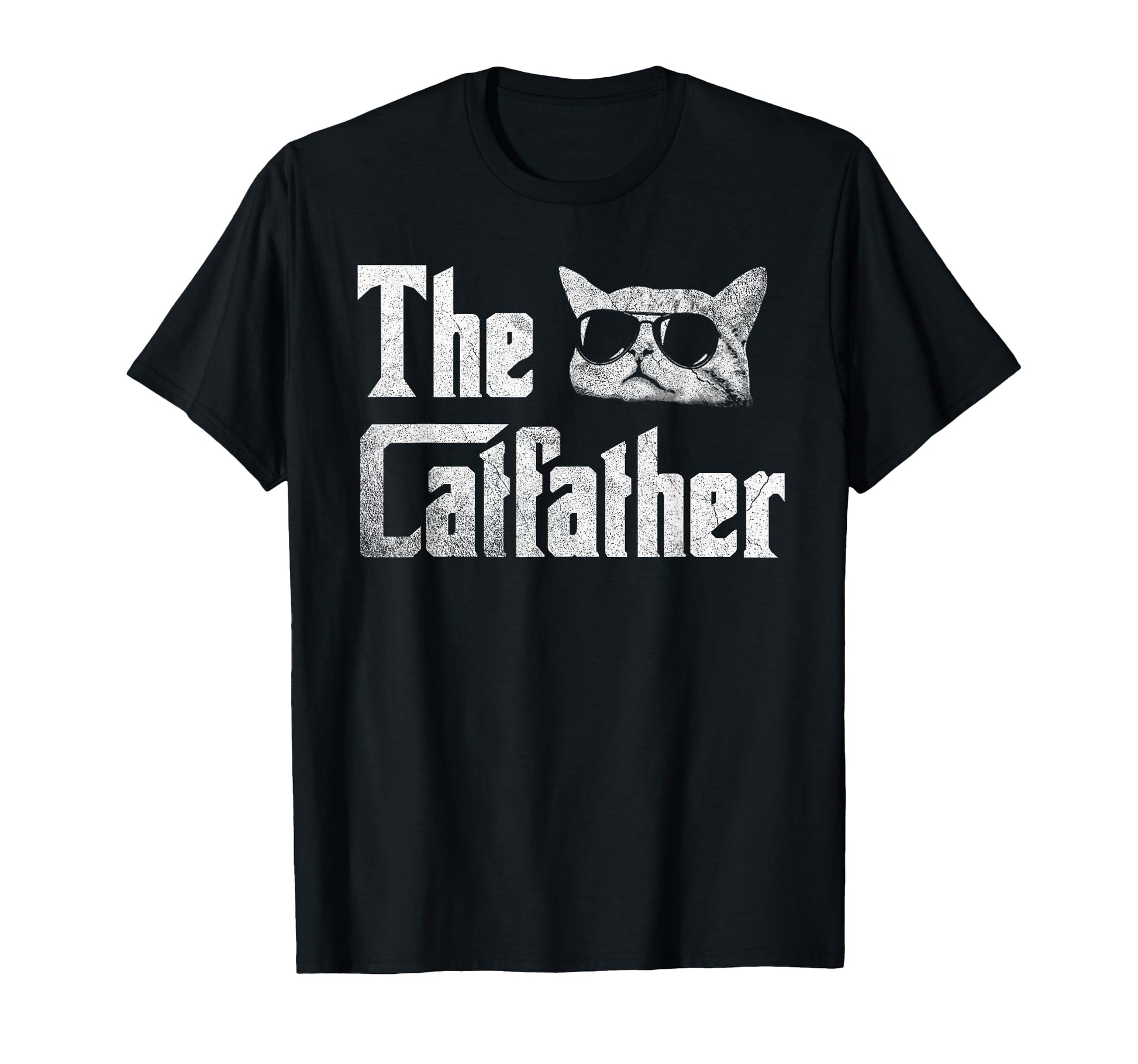 Funny Catfather Cat Daddy Glasses T-Shirt - Minimalist Print for Adults - T-Shirt, Sweatshirt, Hoodie