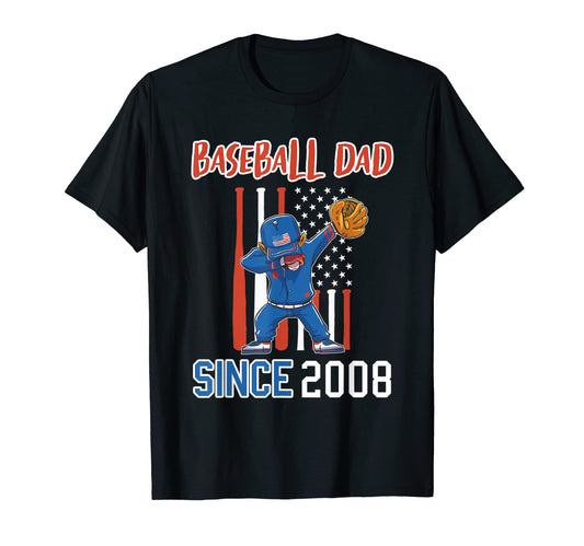 Baseball Dad Since 2008 T-Shirt - Minimalist Print Unisex - T-Shirt, Sweatshirt, Hoodie