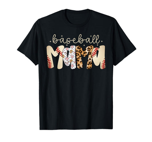 Baseball Mama Leopard Baseball Mom T-Shirt - Aesthetic Graphic Men Women - T-Shirt, Sweatshirt, Hoodie