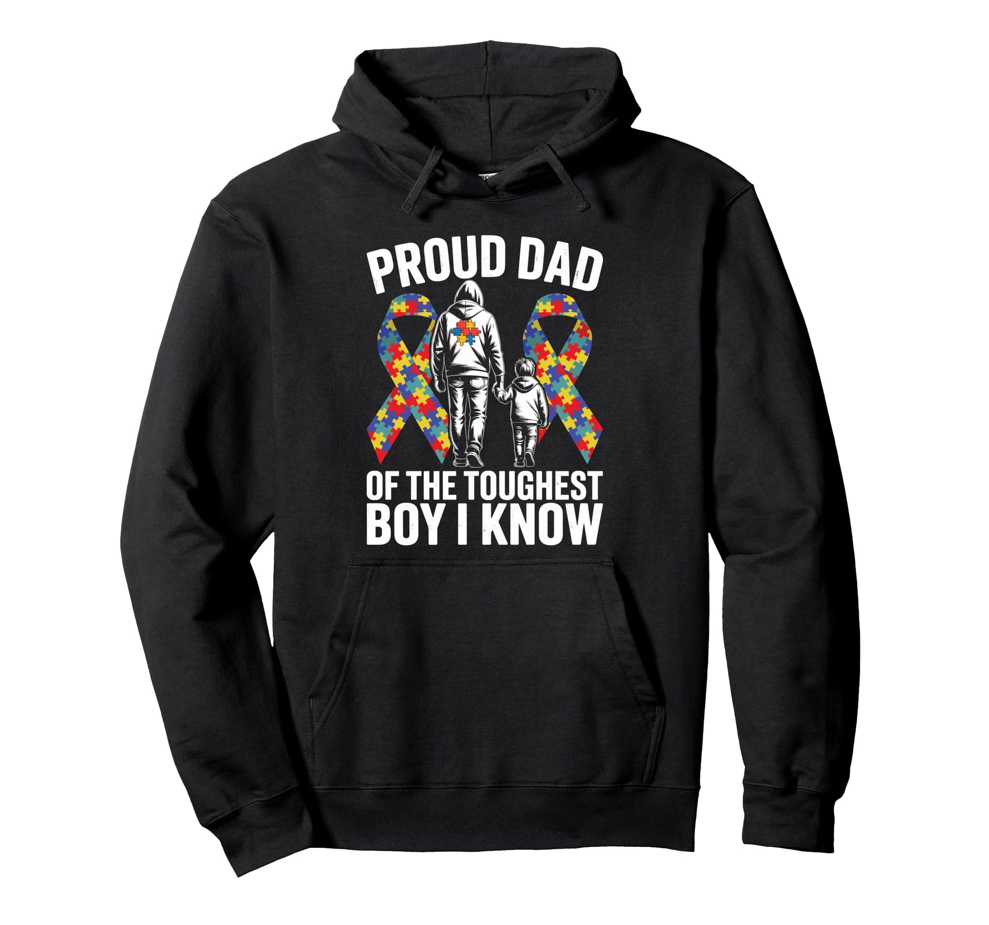 Proud Autism Dad Toughest Awareness Hoodie - Custom Art Print Unisex - T-Shirt, Sweatshirt, Hoodie