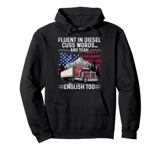 American Flag Truck Driver Art Dad Joke Hoodie - Custom Art Print Unisex - T-Shirt, Sweatshirt, Hoodie